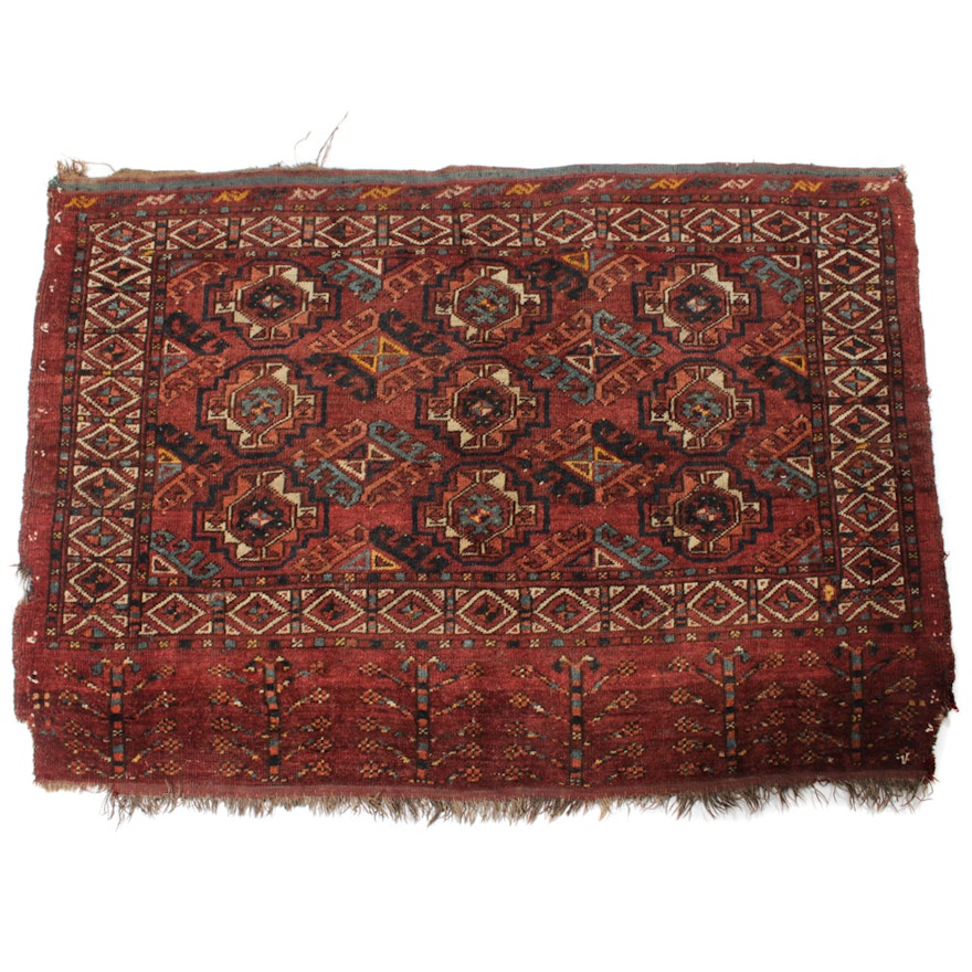 3'2 x 4'6 Hand-Knotted Persian Turkoman Mafrash/Rug, circa 1900