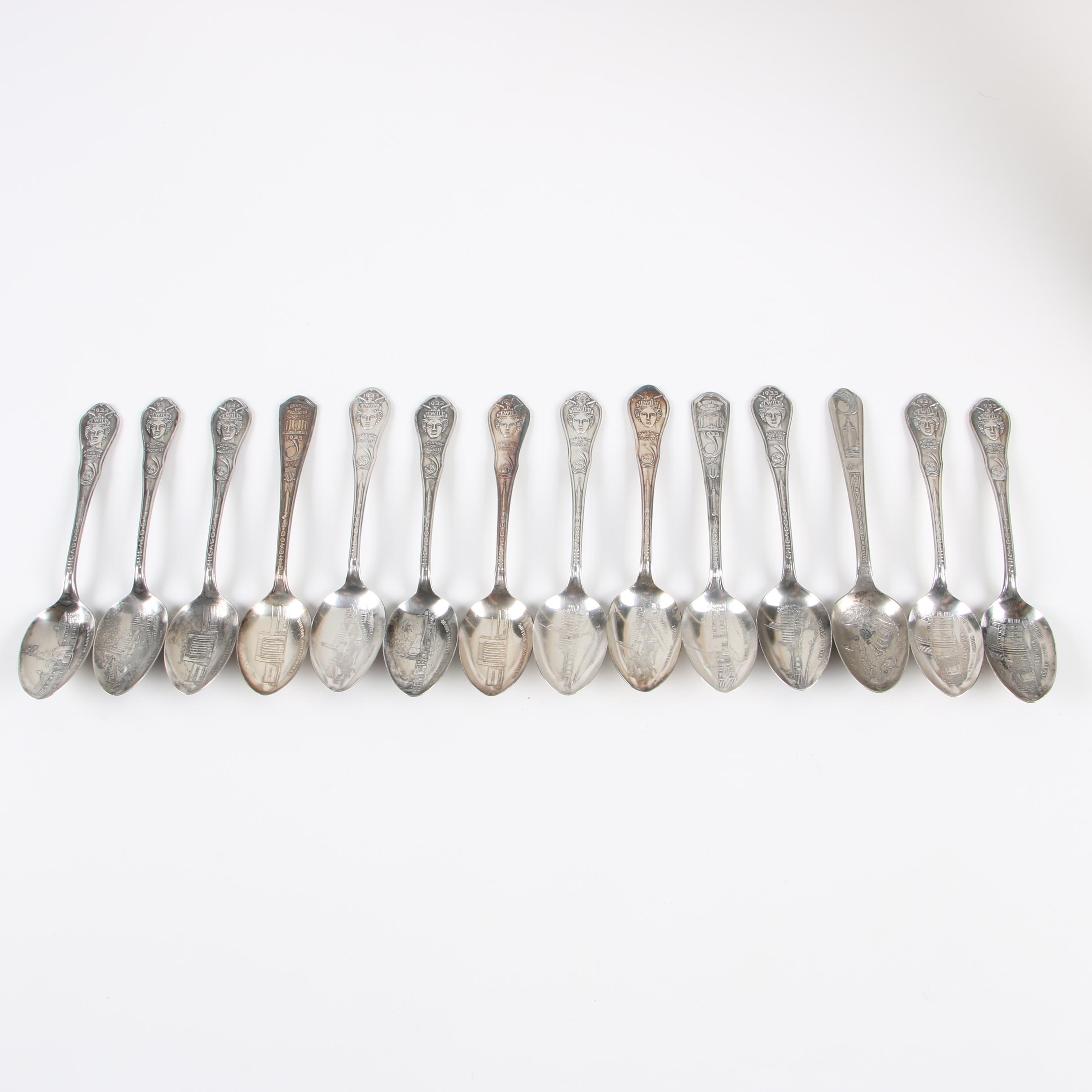 Chicago World's Fair Silver Plate Souvenir Spoons, 1933