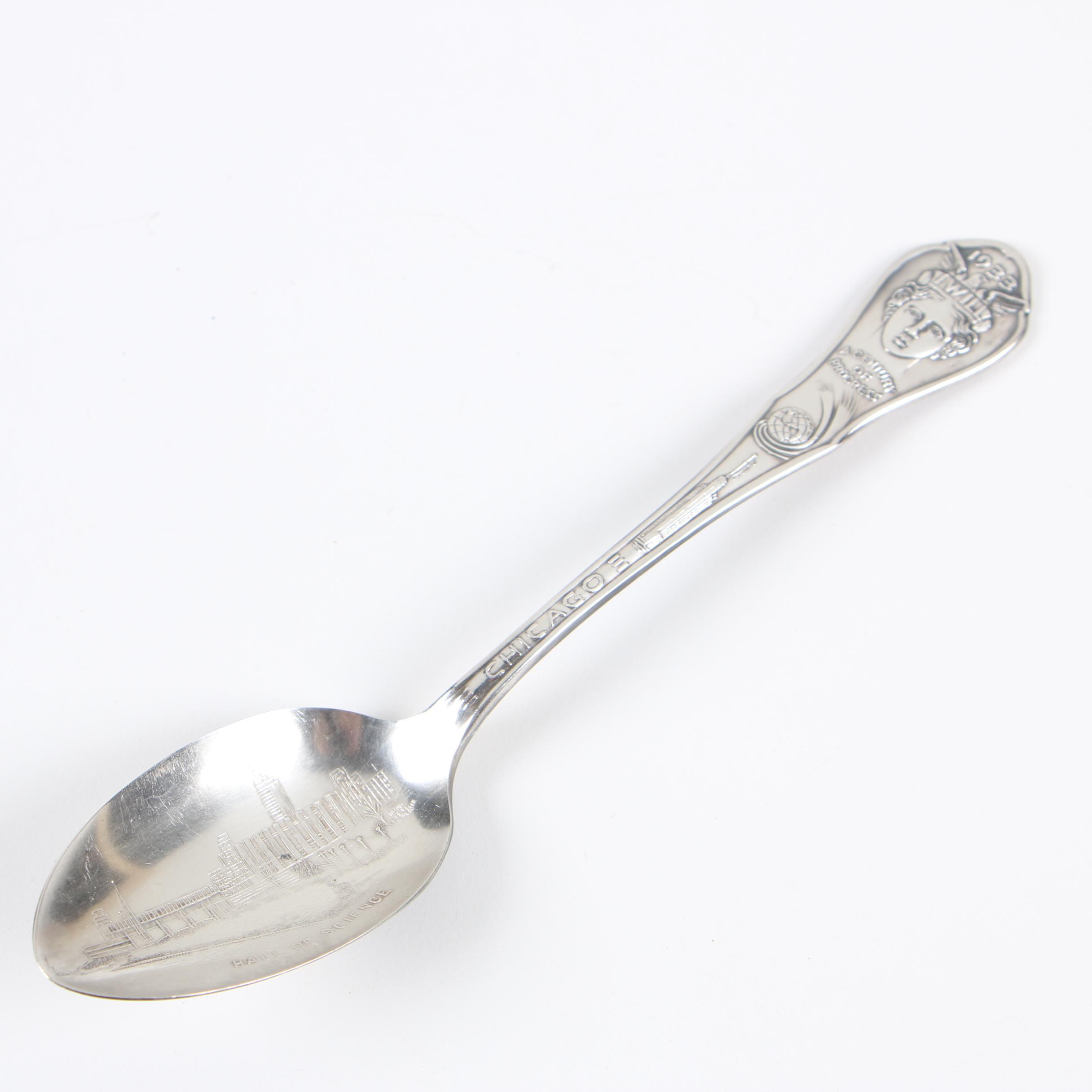 Chicago World's Fair Silver Plate Souvenir Spoons, 1933