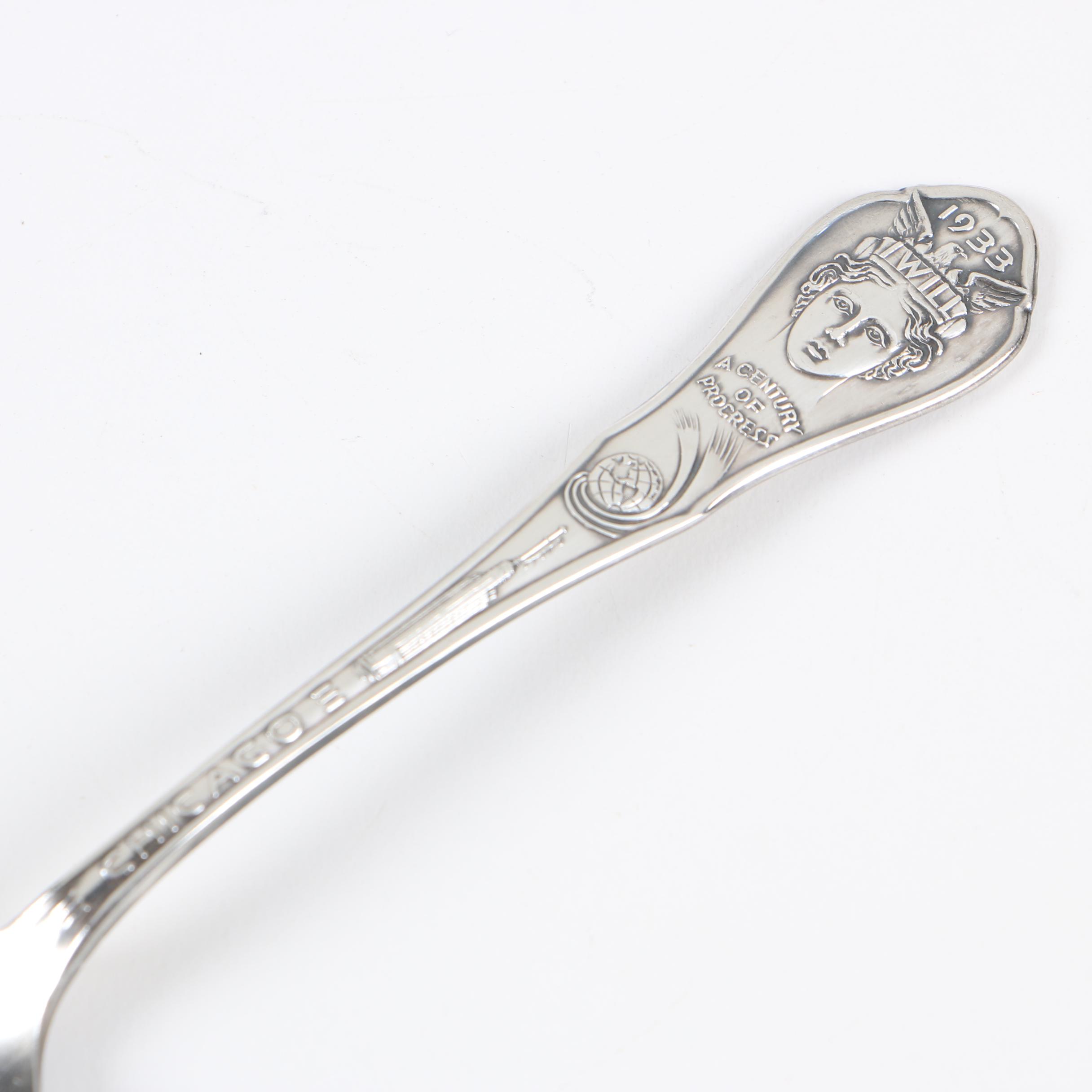 Chicago World's Fair Silver Plate Souvenir Spoons, 1933