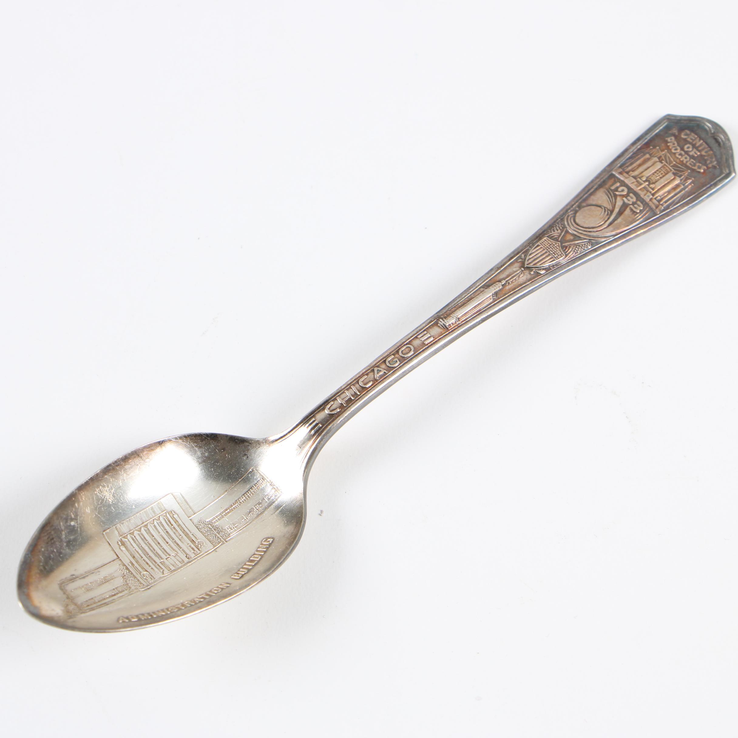 Chicago World's Fair Silver Plate Souvenir Spoons, 1933