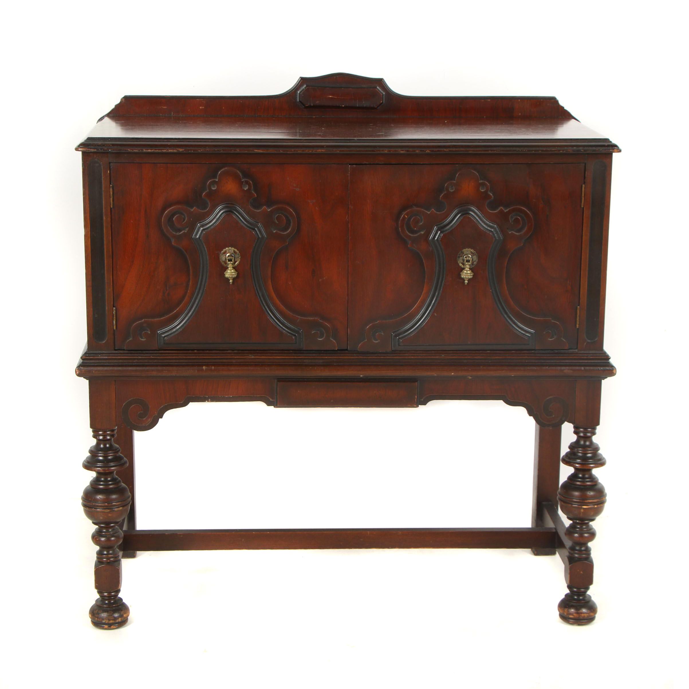 Jacobean Revival Style Mahogany Cabinet, Mid-20th Century