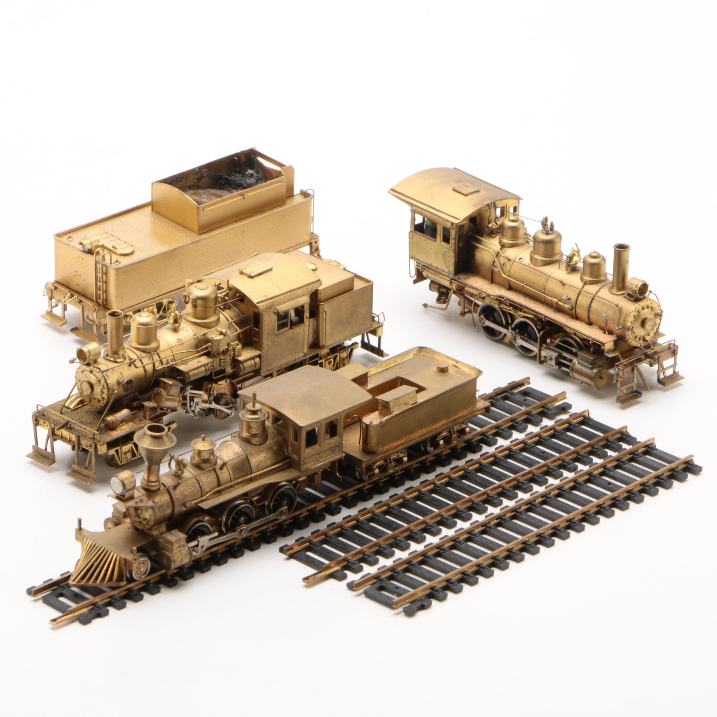 Japanese HO Scale Brass Train Locomotives and Coal Cars, Mid-Century