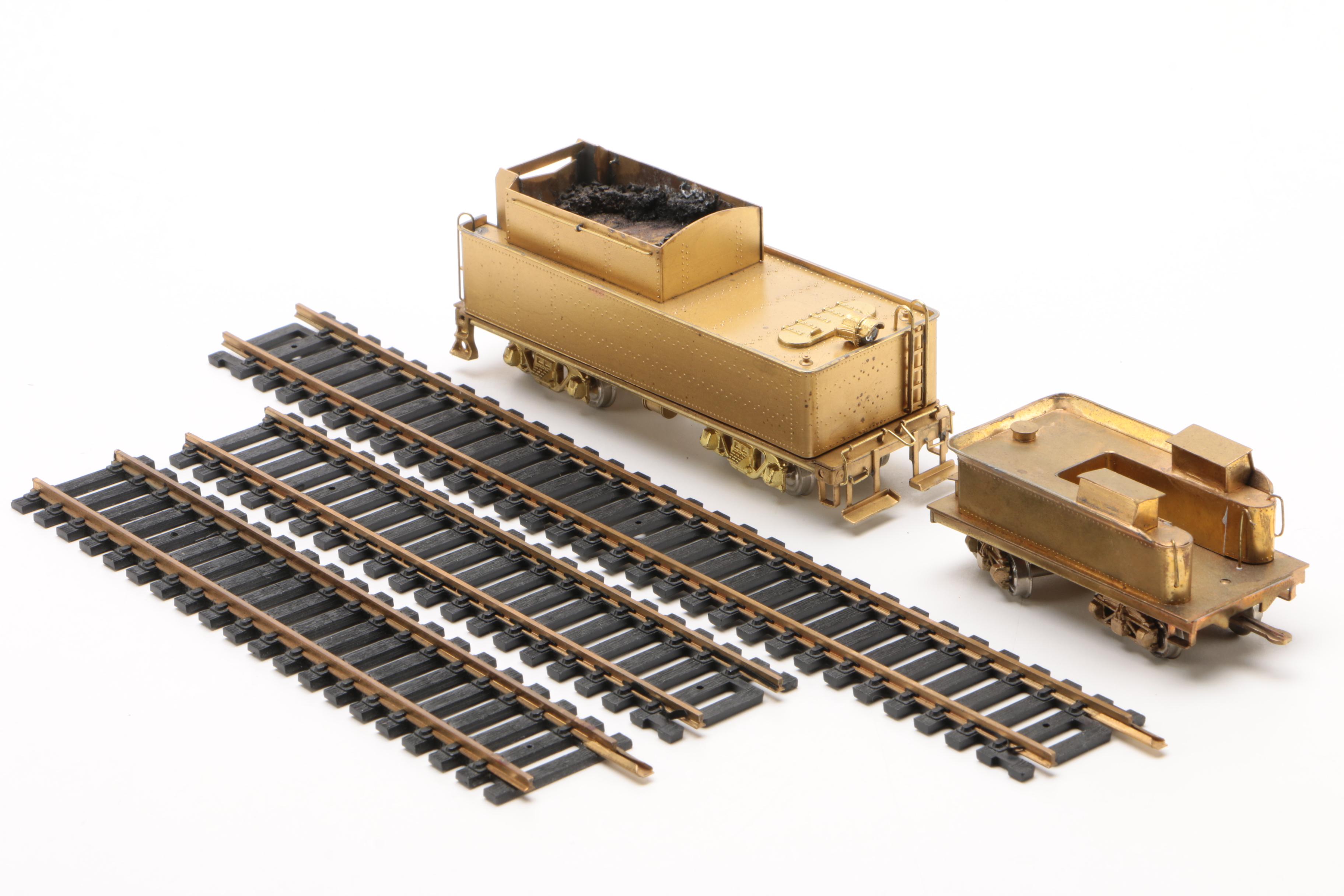 Japanese HO Scale Brass Train Locomotives and Coal Cars, Mid-Century