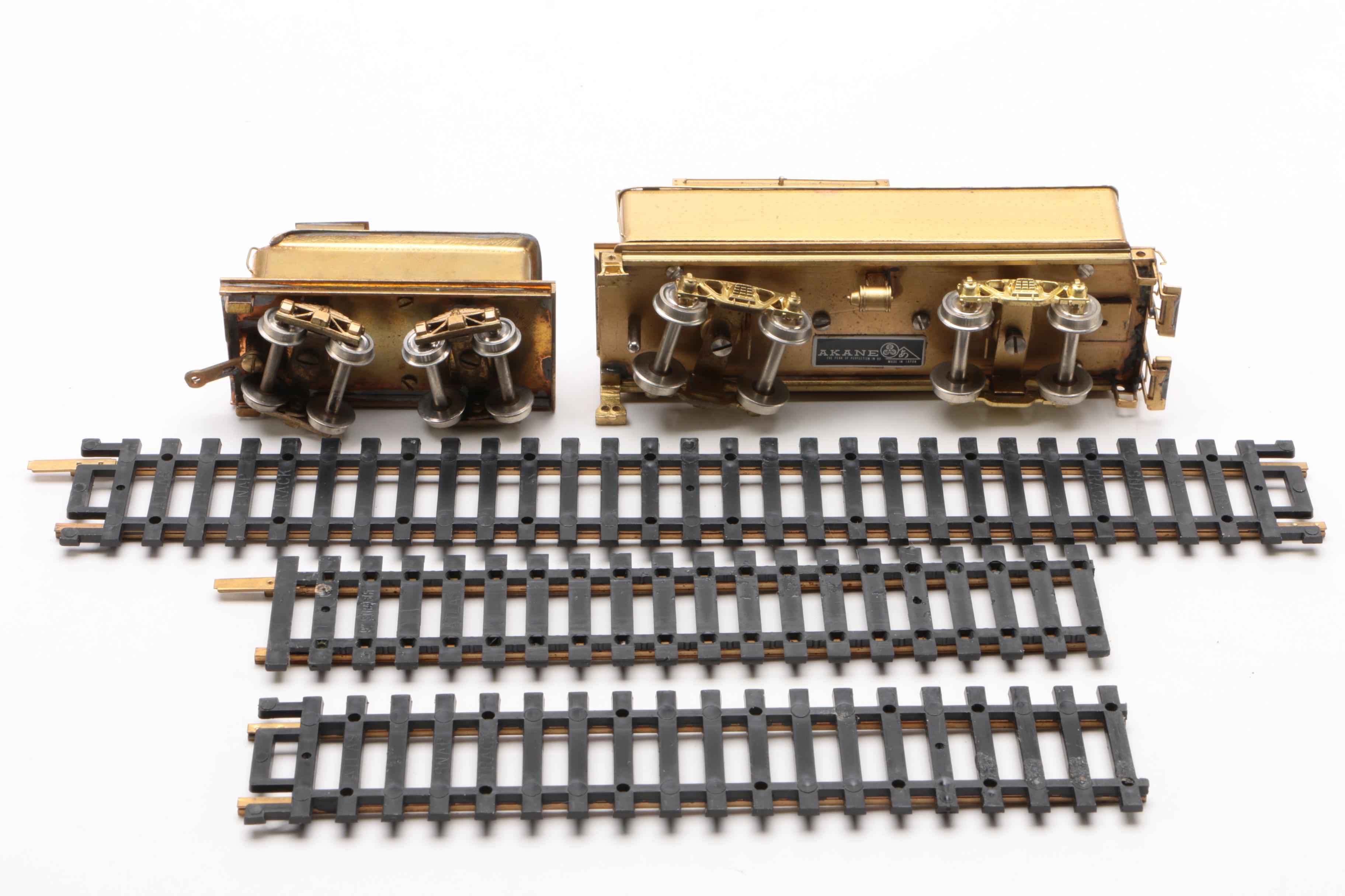 Japanese HO Scale Brass Train Locomotives and Coal Cars, Mid-Century