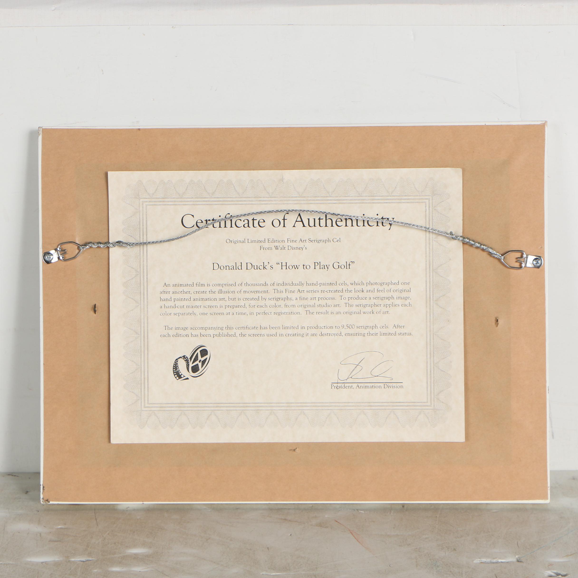 Offset Lithograph Reproduction Sericel "Donald's Golf Game"