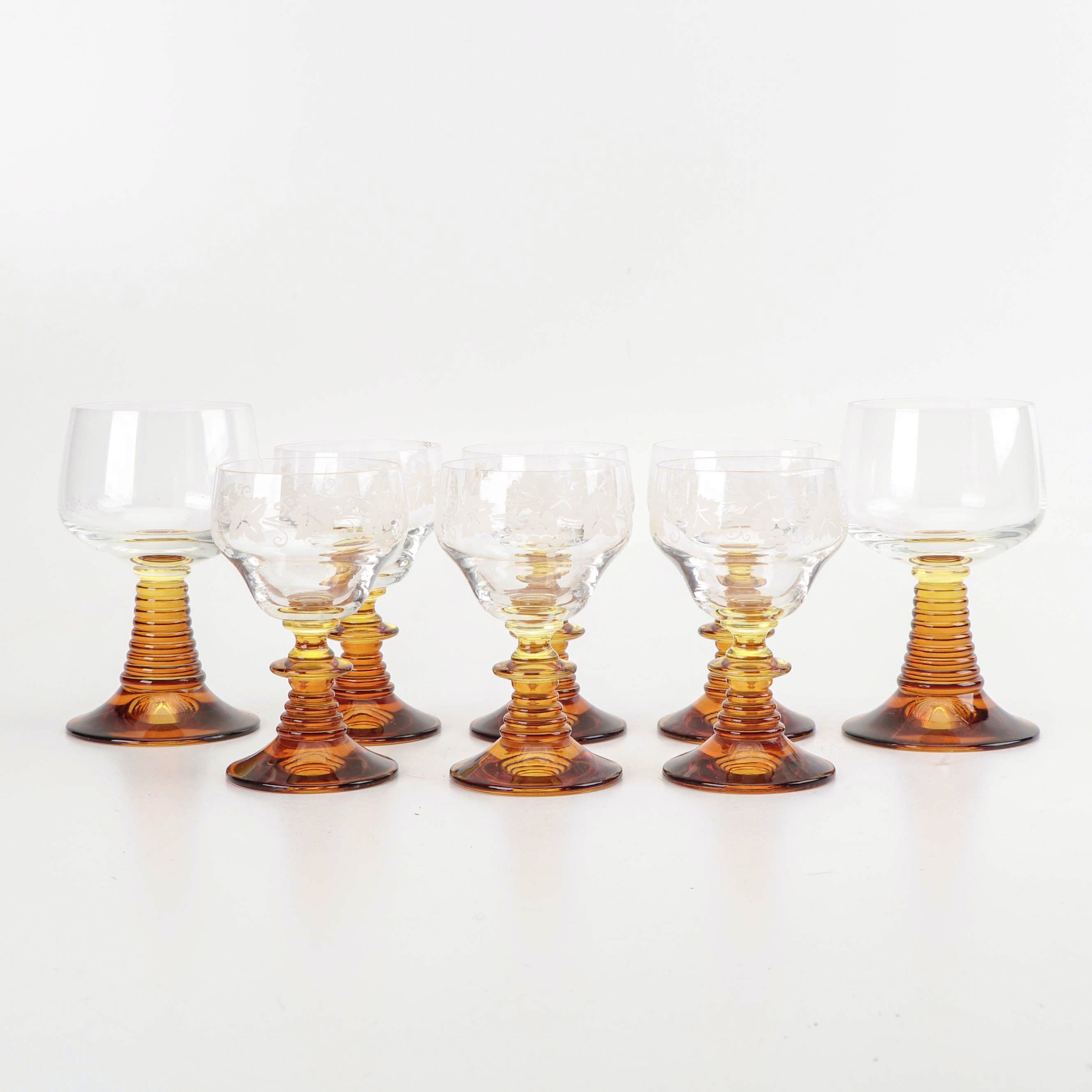 German Roemer Style Amber Stemware