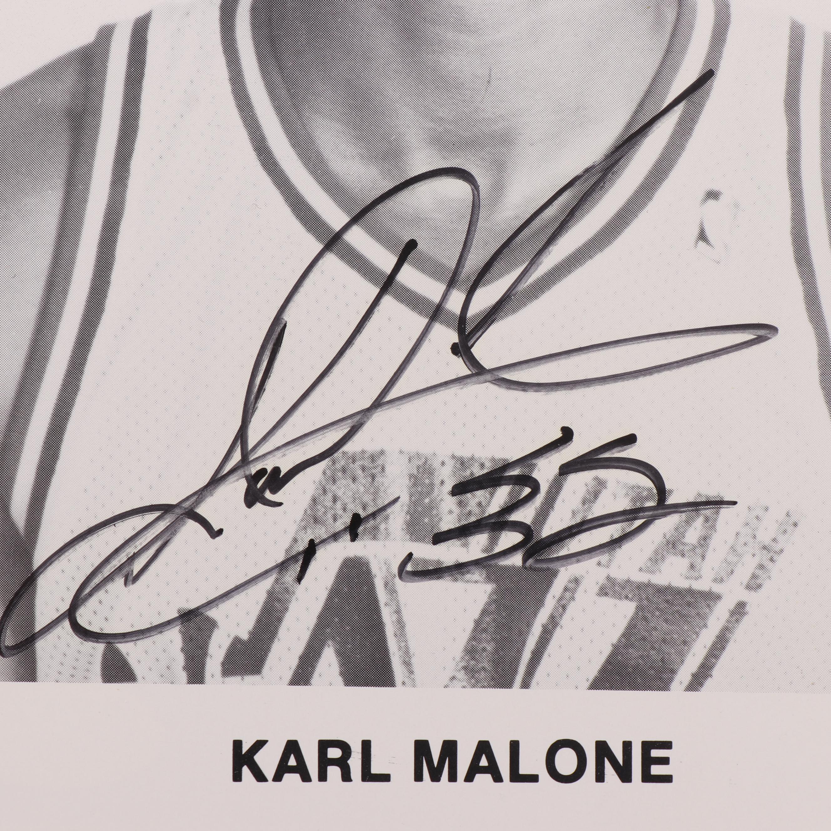Karl Malone Autographed Photograph with HOF Players Signed Card - JSA COA