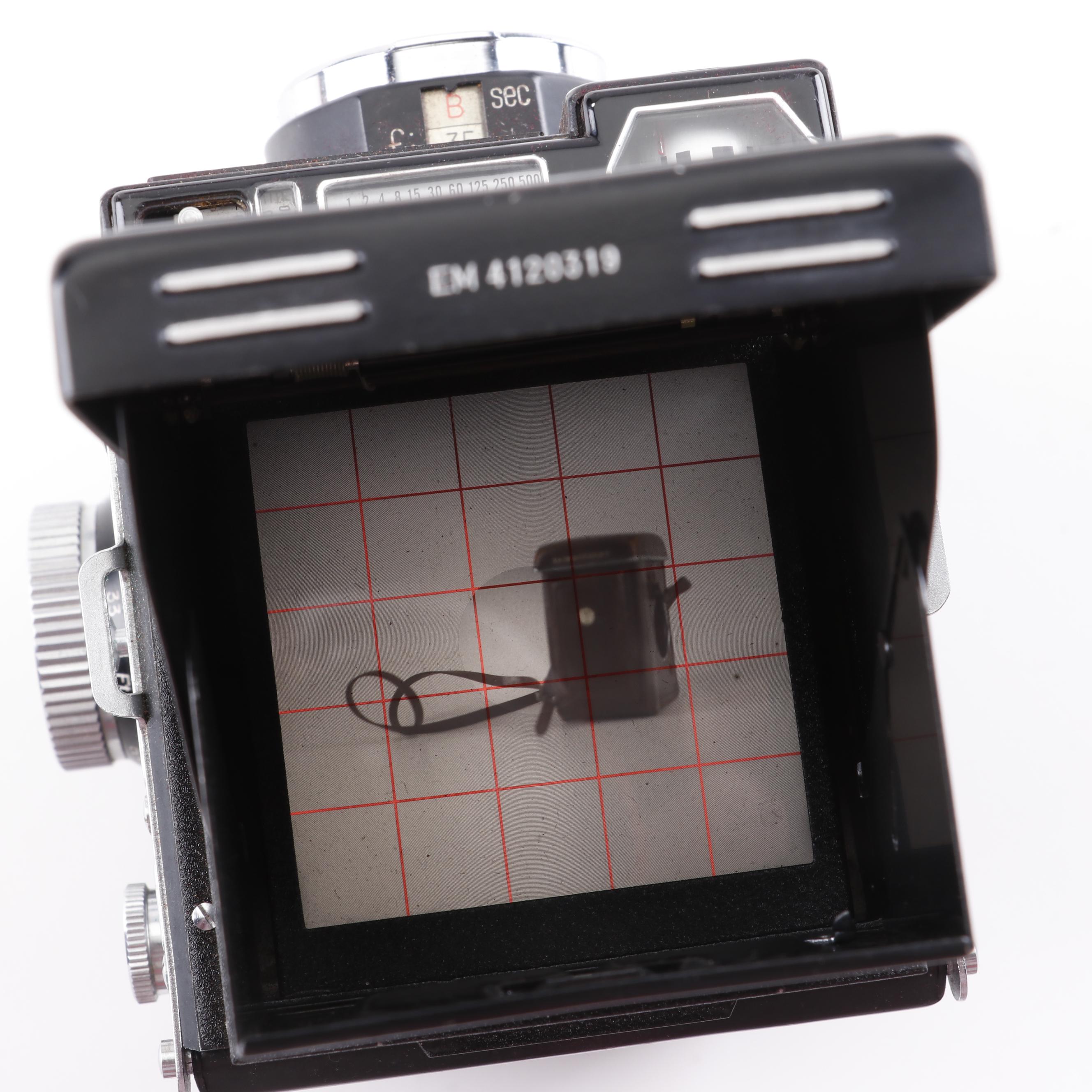 Yashica-Mat EM Twin Lens Reflex Crank Advance Camera in Case, 1960s