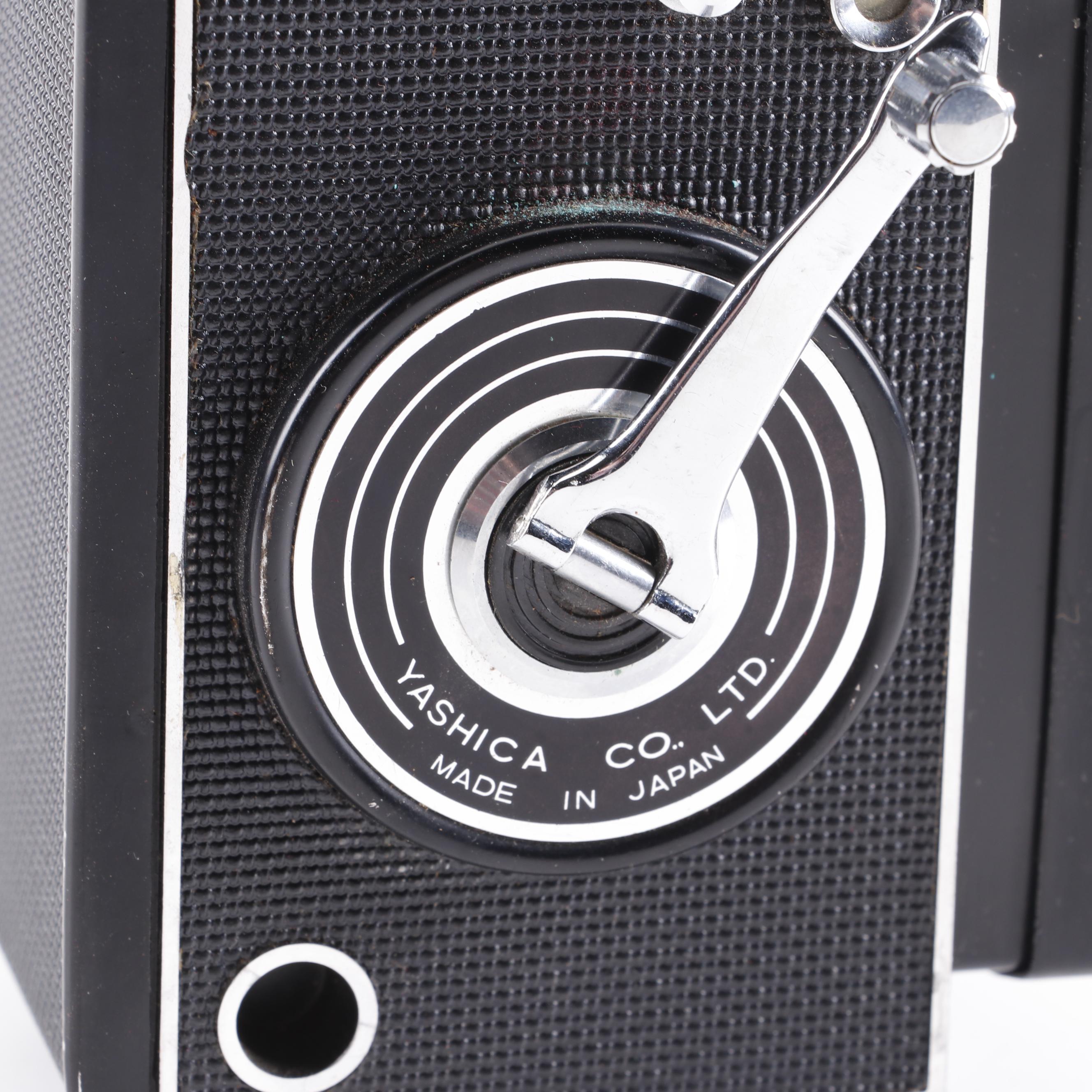 Yashica-Mat EM Twin Lens Reflex Crank Advance Camera in Case, 1960s