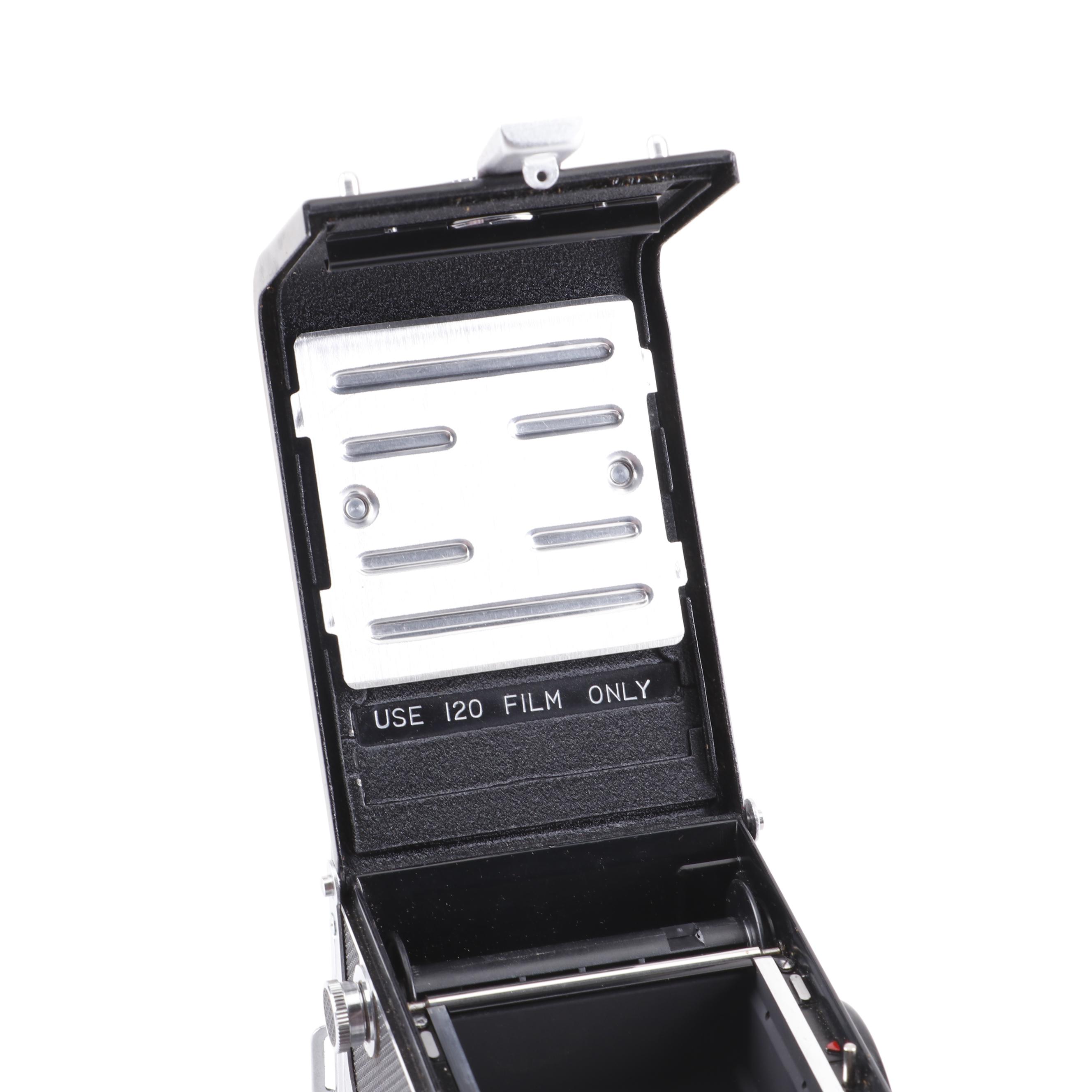 Yashica-Mat EM Twin Lens Reflex Crank Advance Camera in Case, 1960s