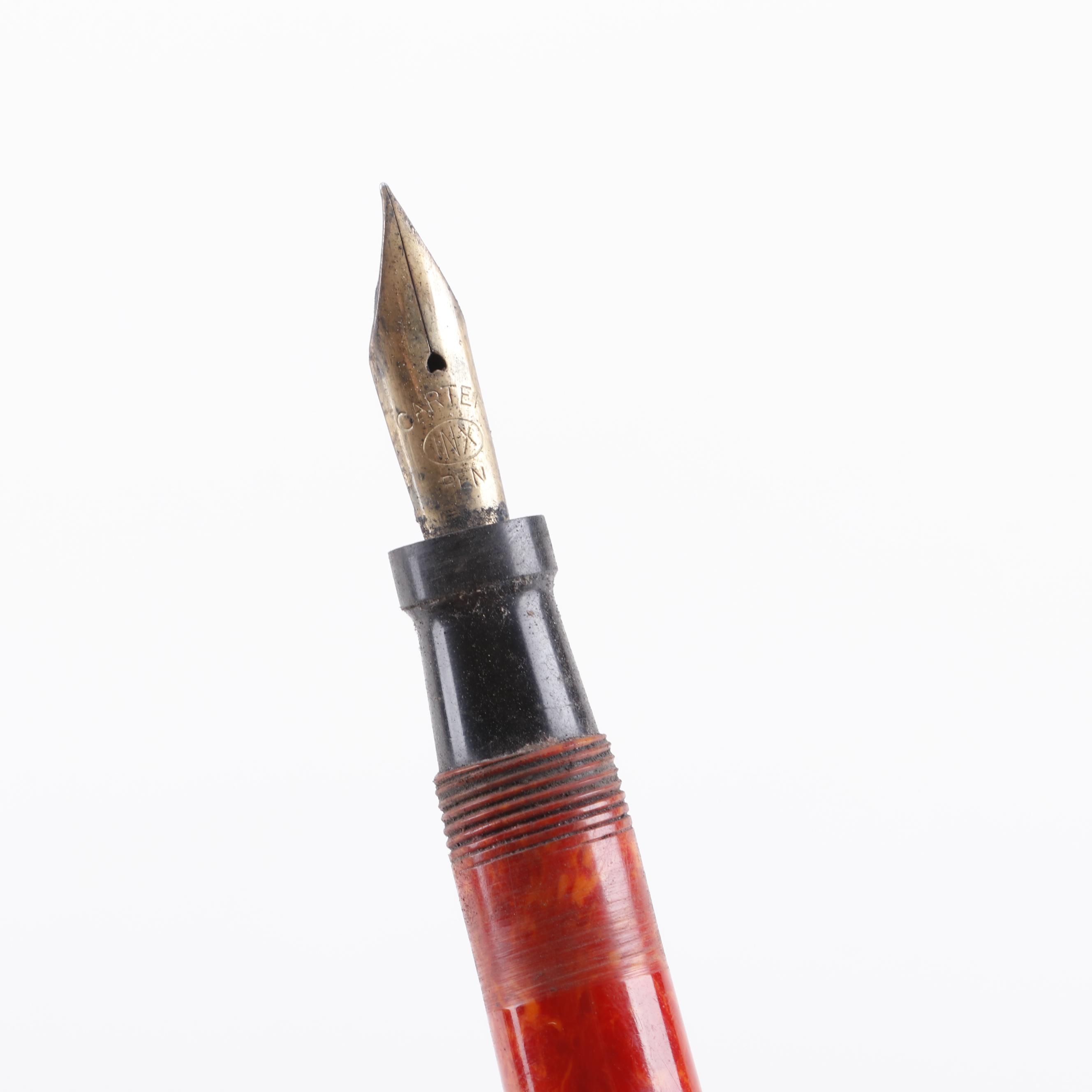 Carter's Celluoid Fountain Pen and Pencil Set in Pearltex Case, c. 1920s