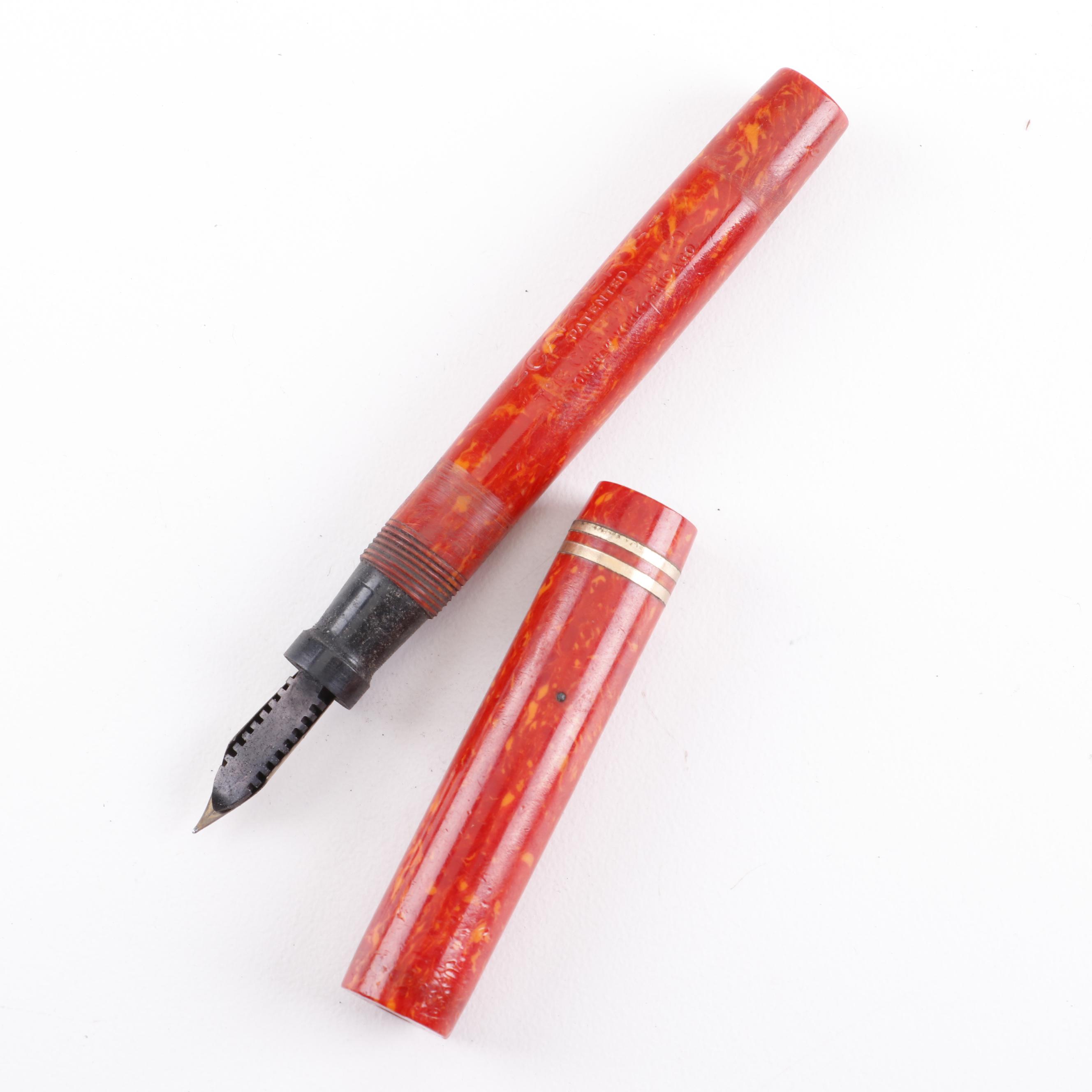 Carter's Celluoid Fountain Pen and Pencil Set in Pearltex Case, c. 1920s