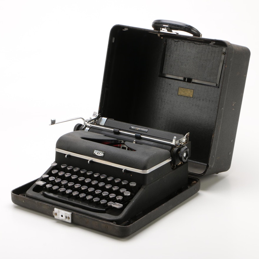 Royal Quiet DeLuxe Portable Typewriter with Case, 1940s