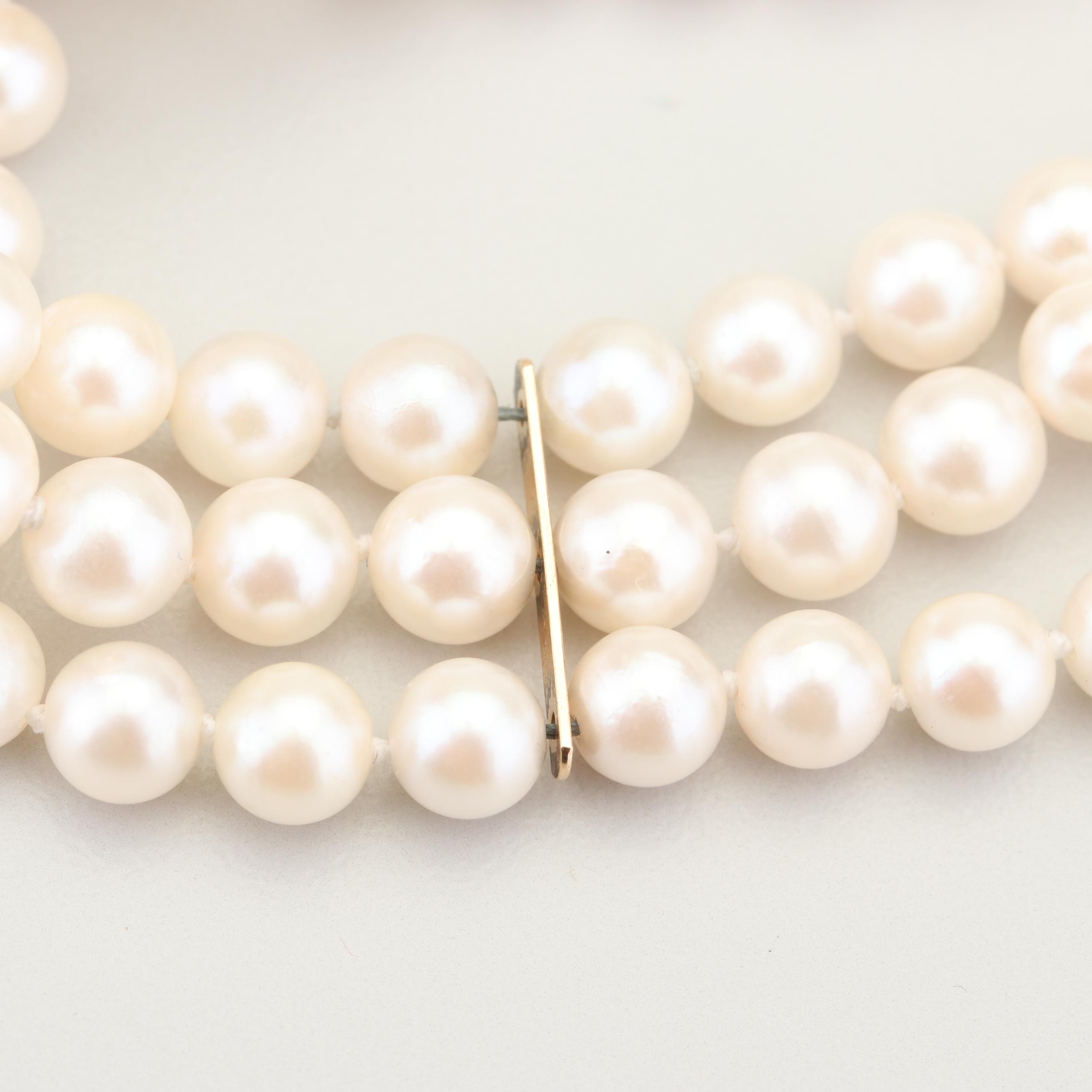 14K Yellow Gold Multi-Strand Akoya Pearl Bracelet