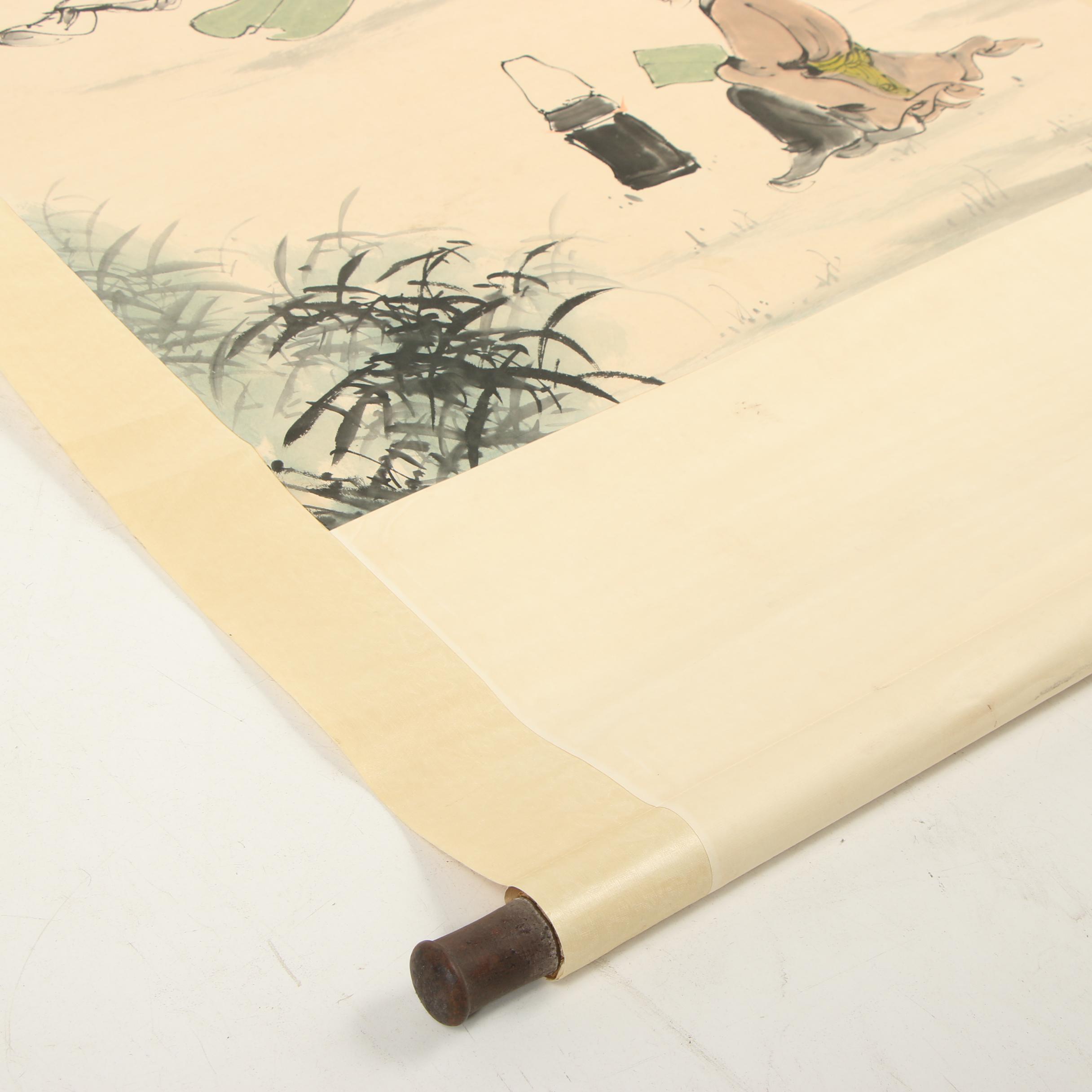 Bai Bohua Ink and Watercolor Hanging Scroll