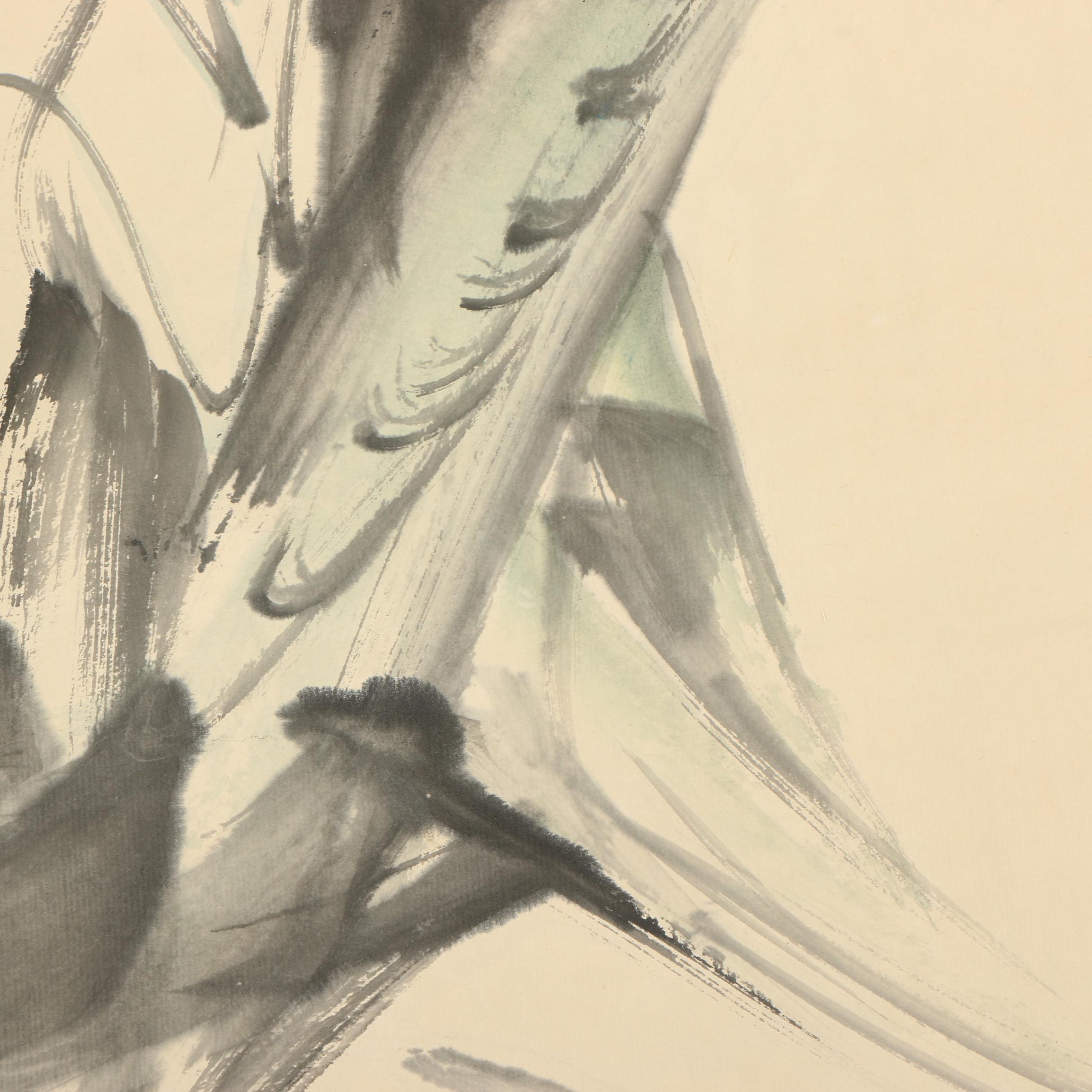 Bai Bohua Portrait Watercolor Hanging Scroll