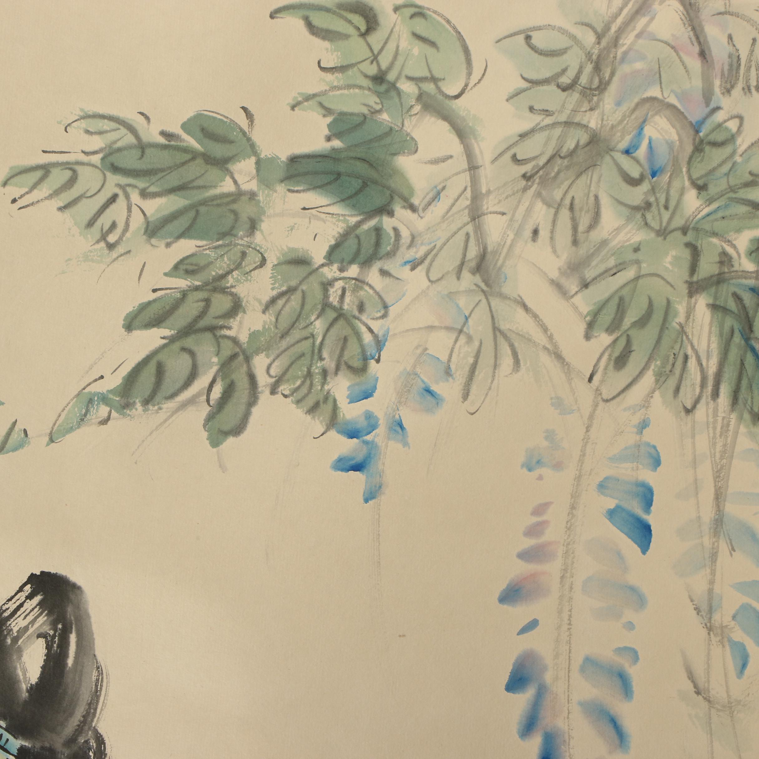 Bai Bohua Portrait Watercolor Hanging Scroll