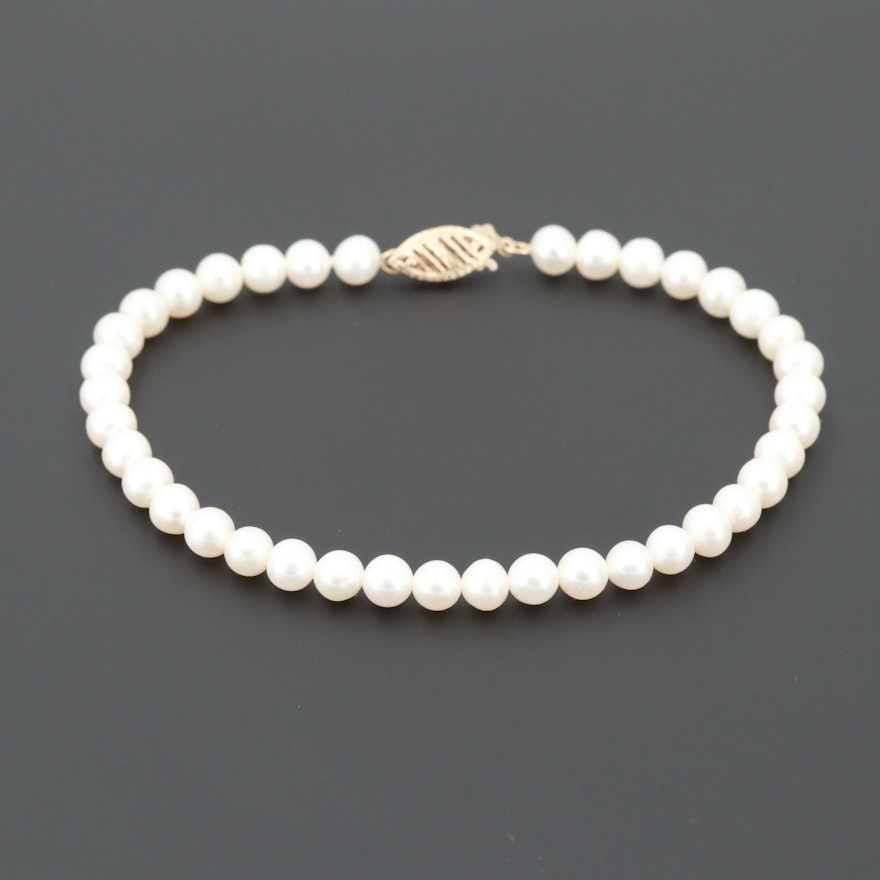 10K Yellow Gold Cultured Pearl Bracelet