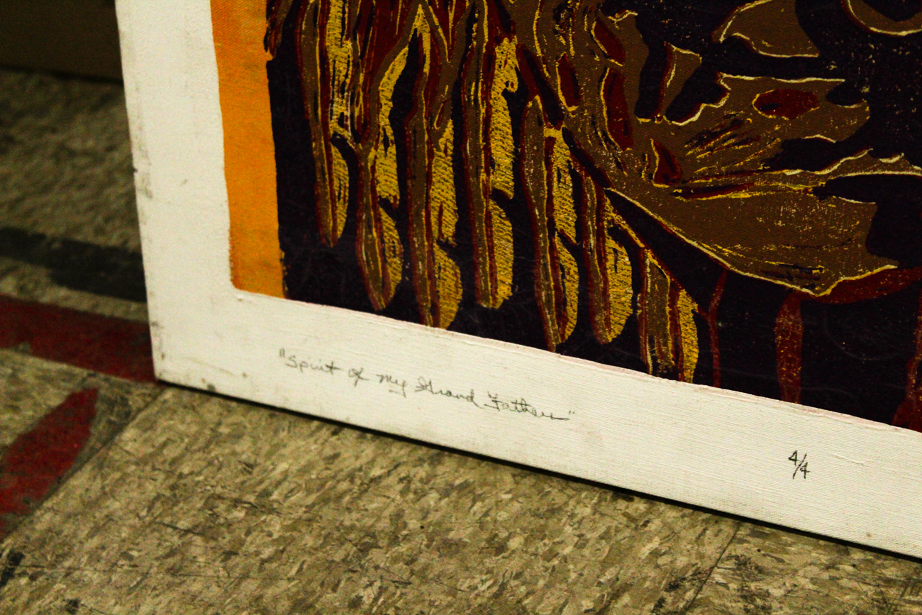 Two Bobby GoVan Serigraphs on Canvas "Spirit of My Grandfather" and "War Buddy"