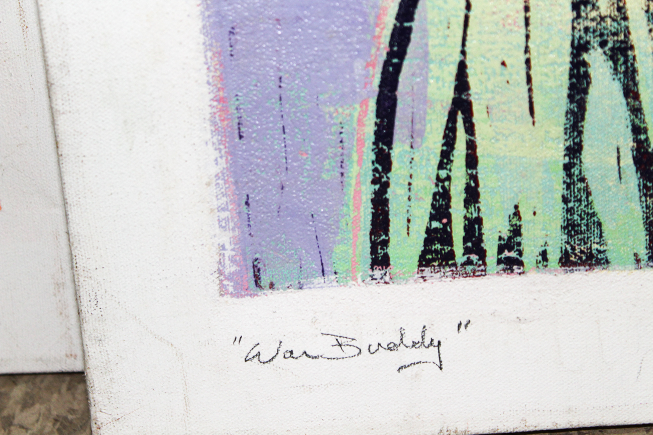 Two Bobby GoVan Serigraphs on Canvas "Spirit of My Grandfather" and "War Buddy"