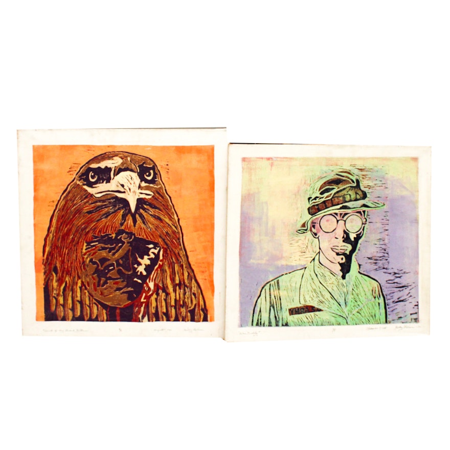 Two Bobby GoVan Serigraphs on Canvas "Spirit of My Grandfather" and "War Buddy"