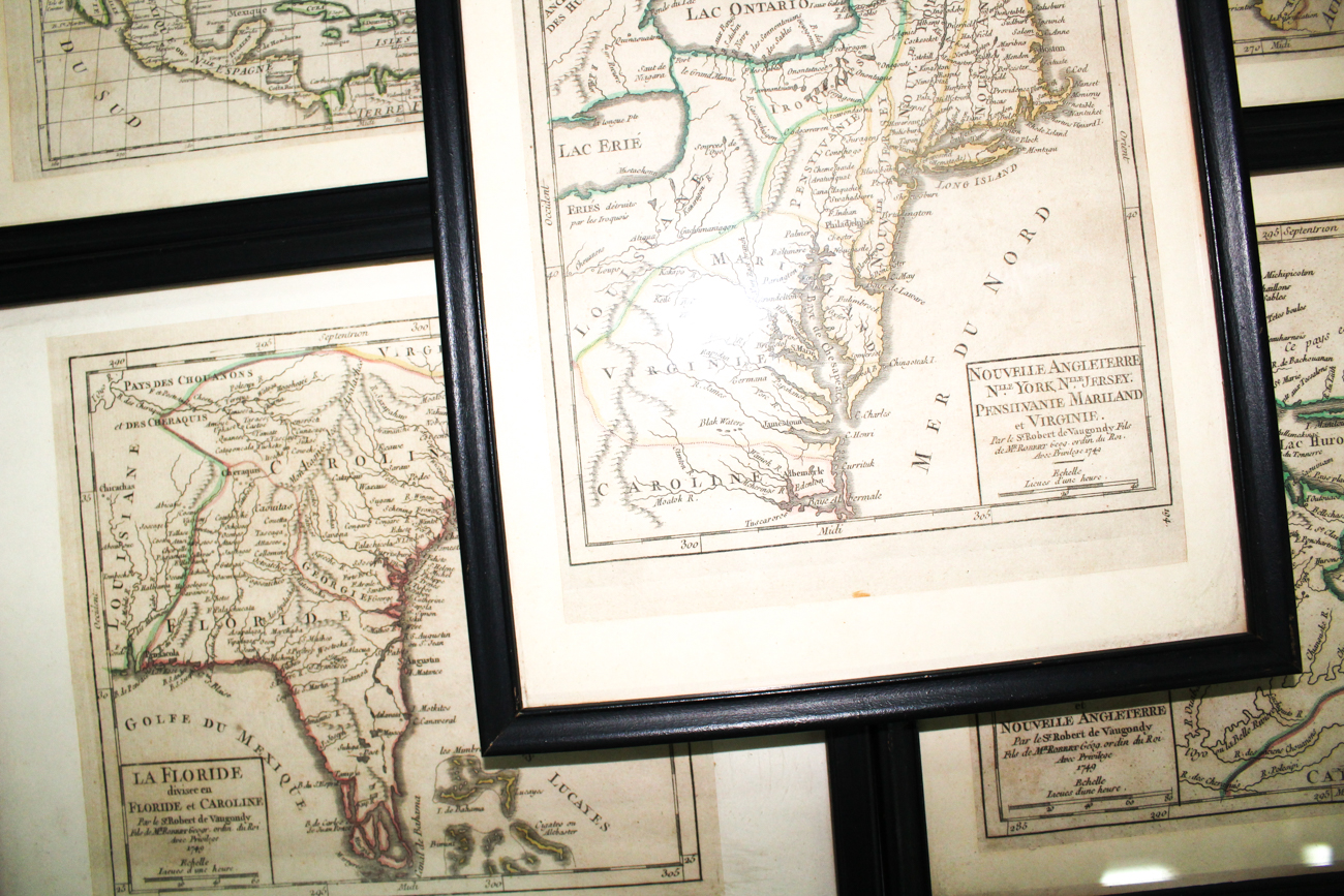 Five Framed Vintage Maps