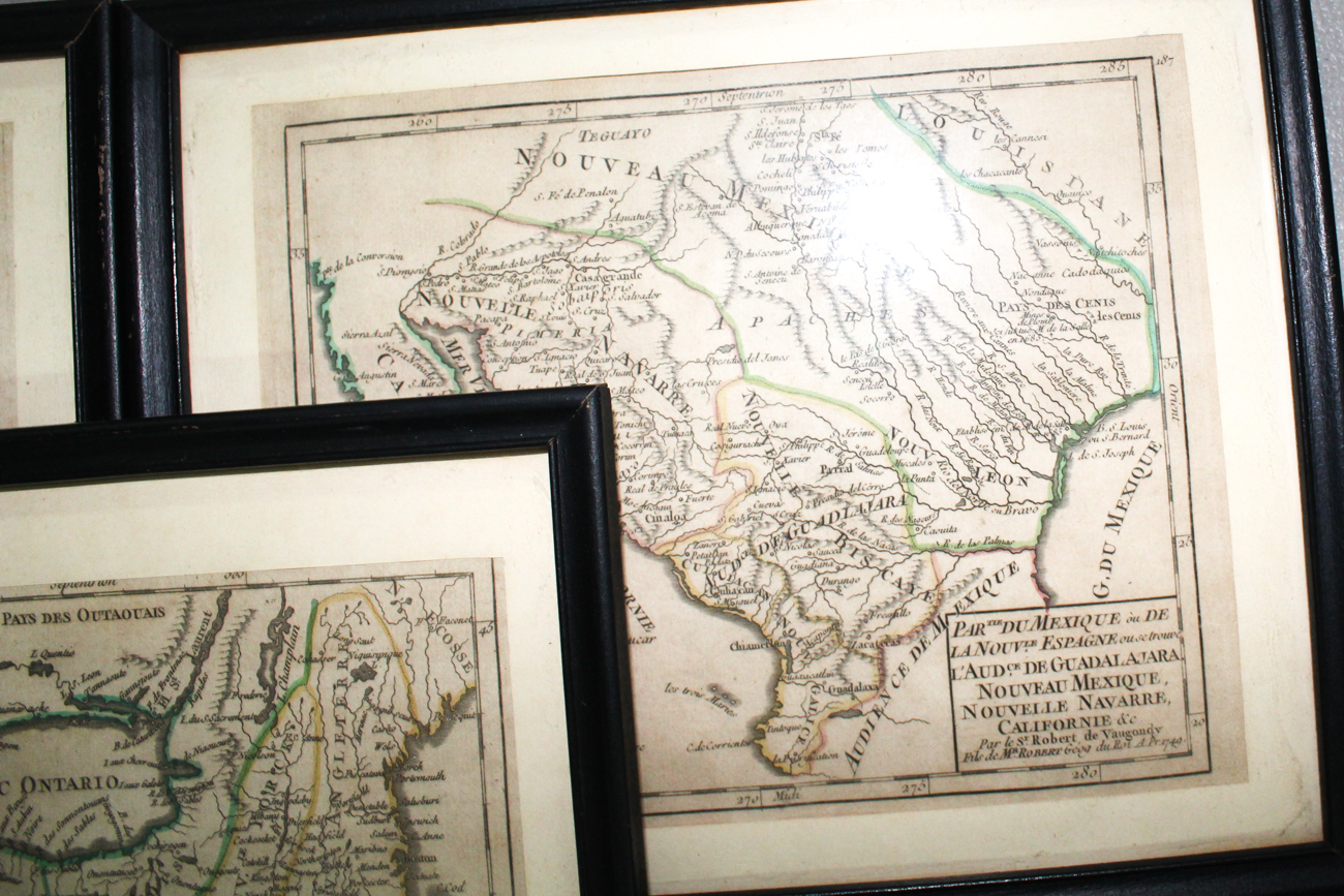 Five Framed Vintage Maps