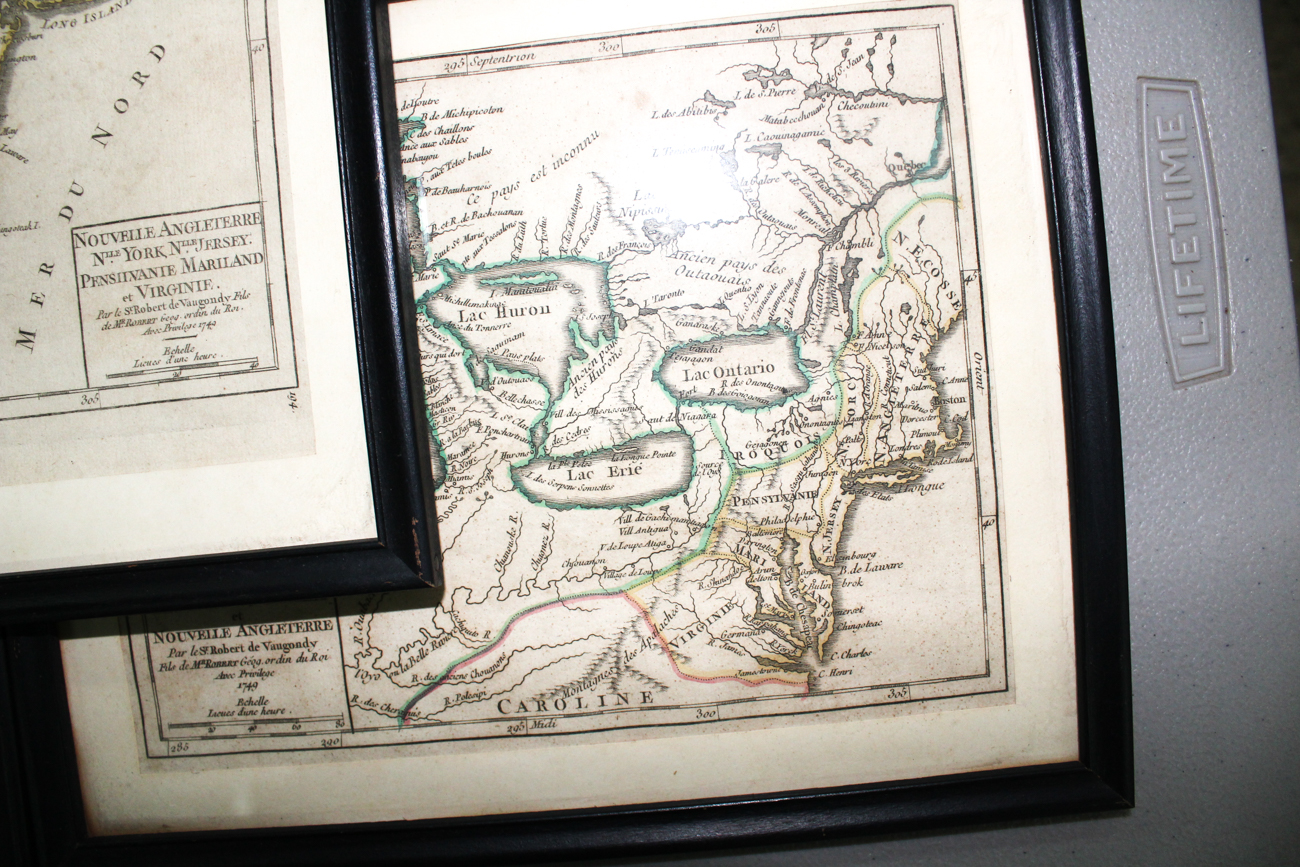 Five Framed Vintage Maps