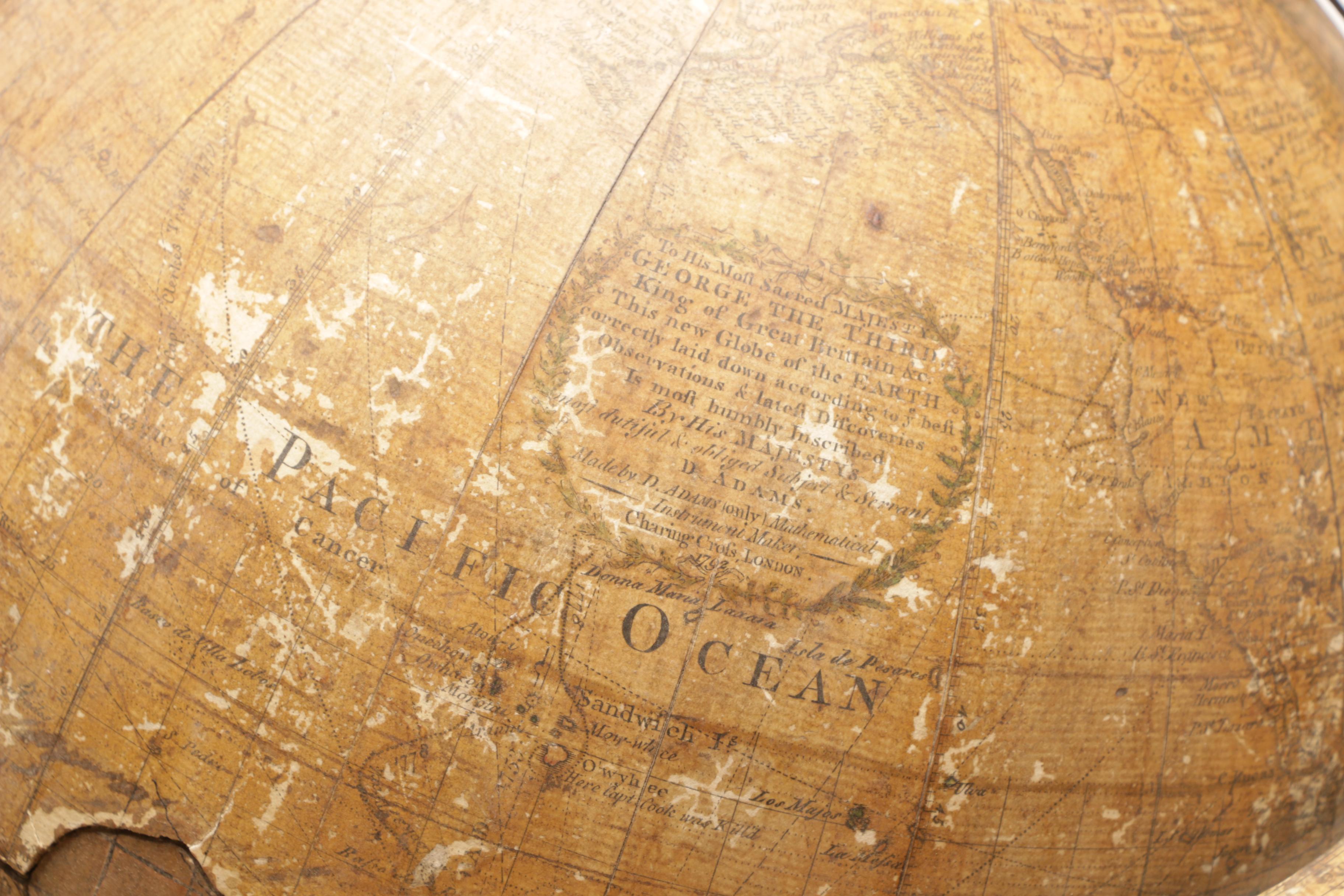 George III Twelve Inch Terrestrial Globe by Dudley Adams, Circa 1792