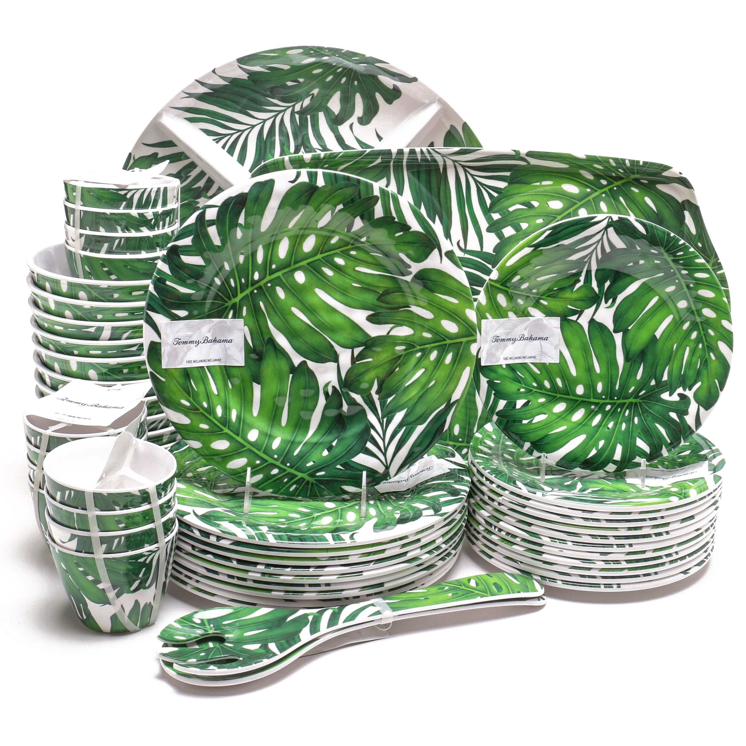 Tommy Bahama Melamine Tropical Palm Leaf Outdoor Dinnerware