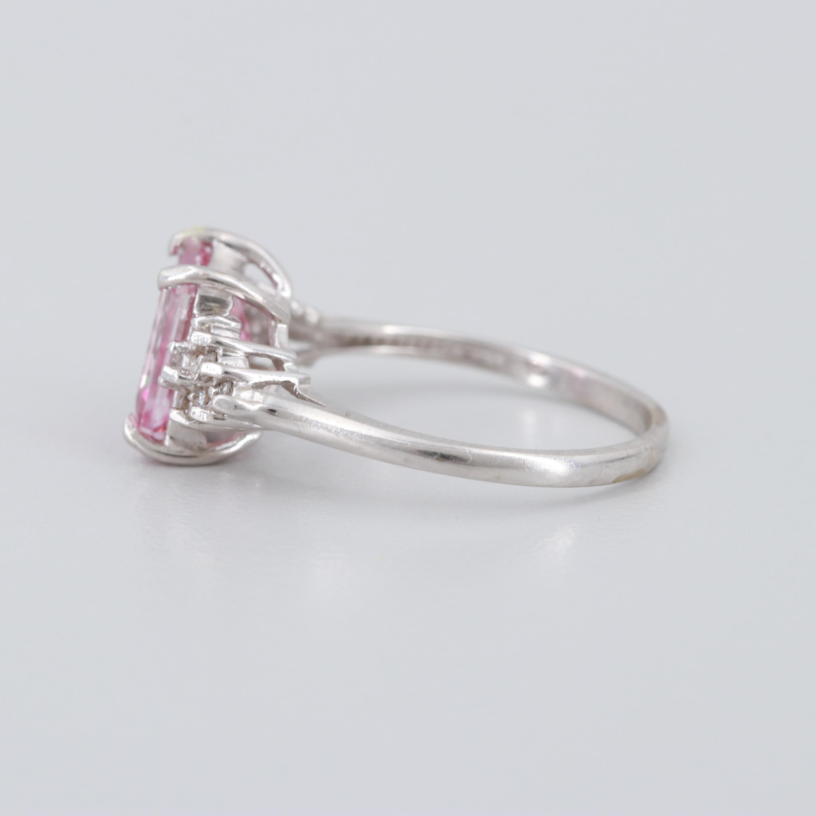 14K White Gold Topaz and Diamond Ring