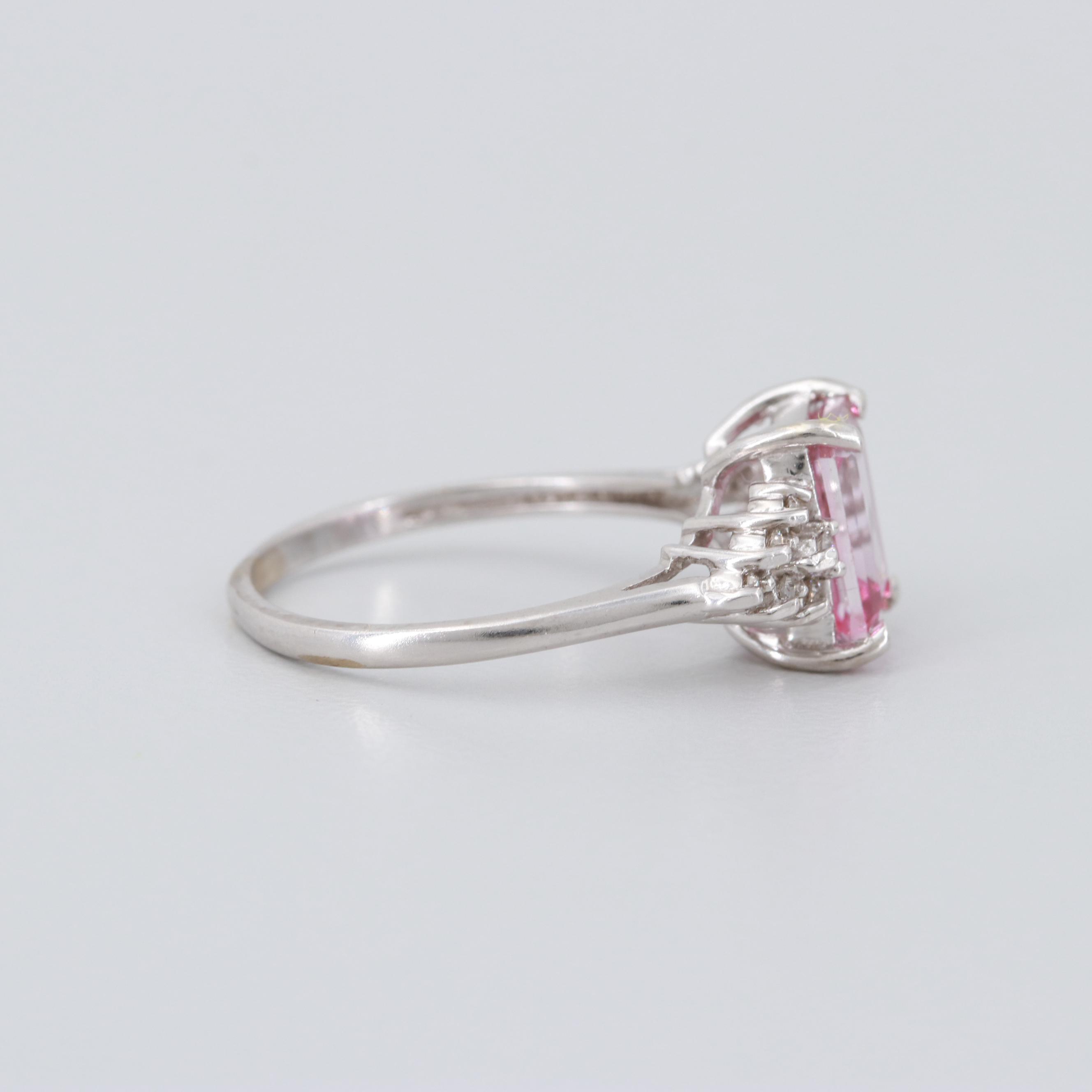 14K White Gold Topaz and Diamond Ring