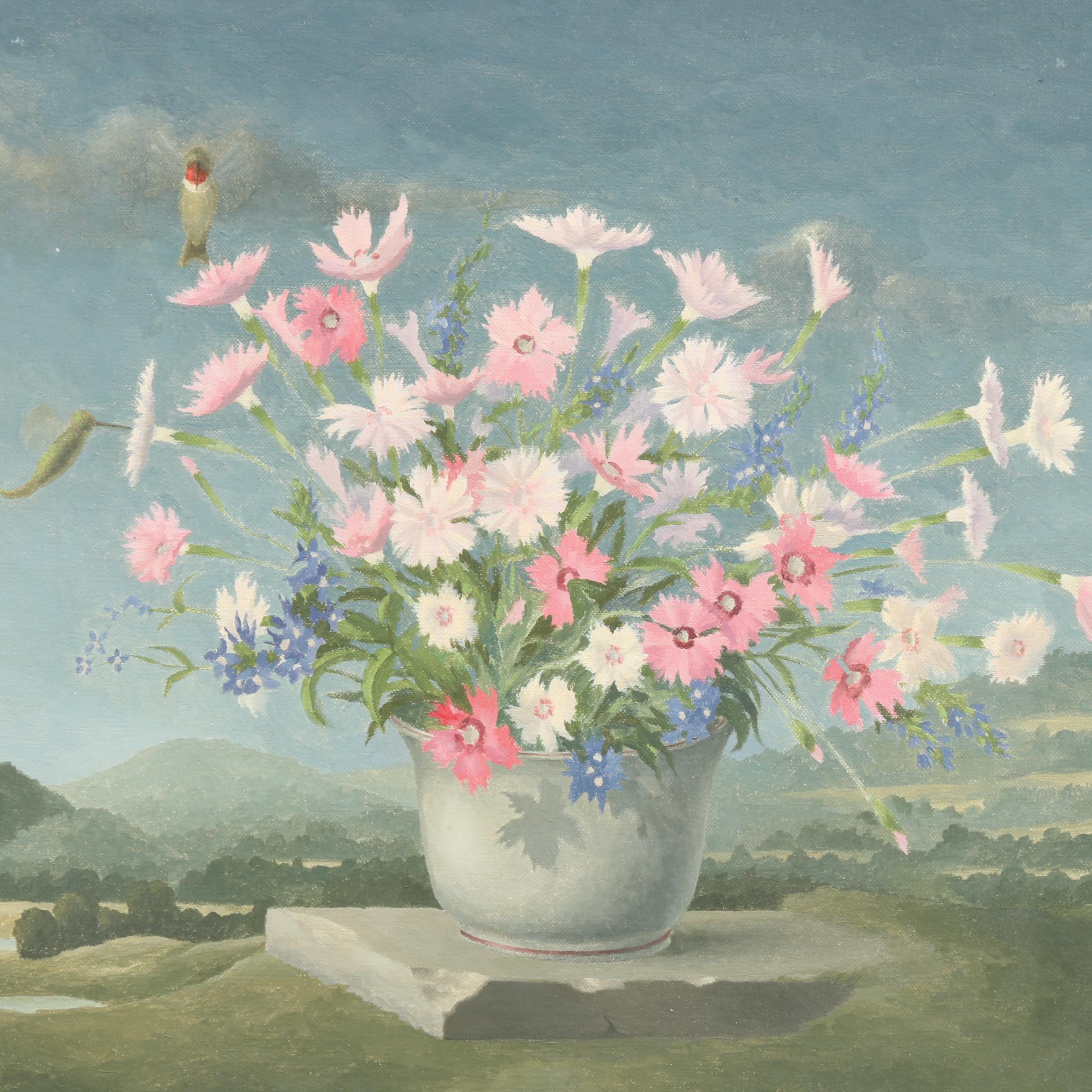 Thomas Fransioli Oil Painting "Flowers in a Landscape"