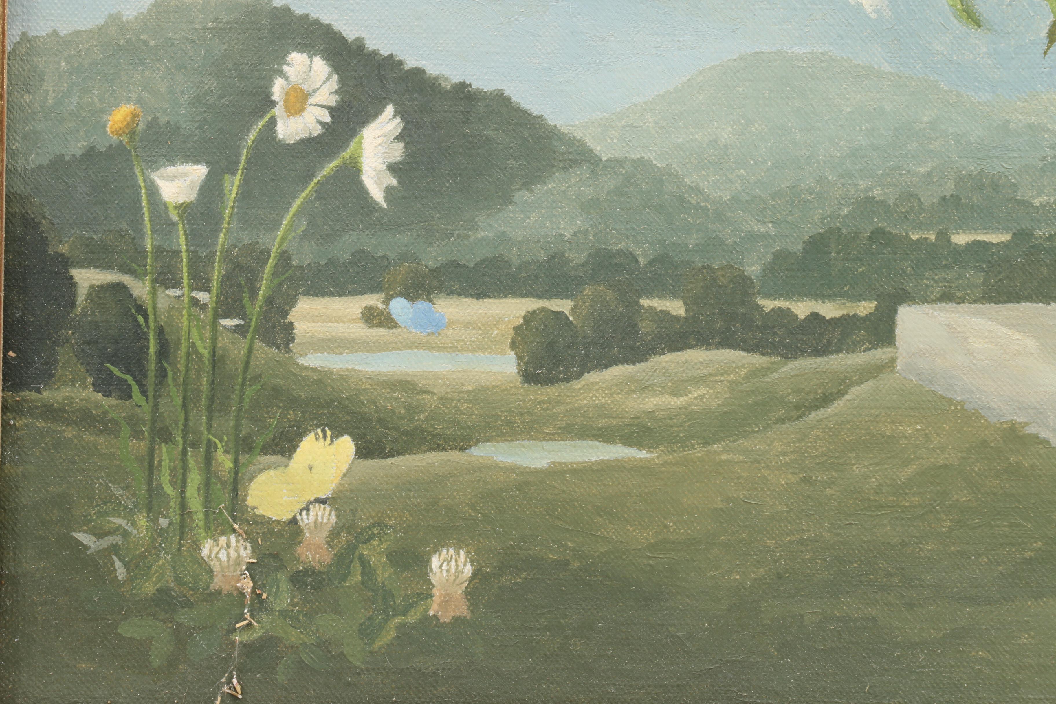 Thomas Fransioli Oil Painting "Flowers in a Landscape"