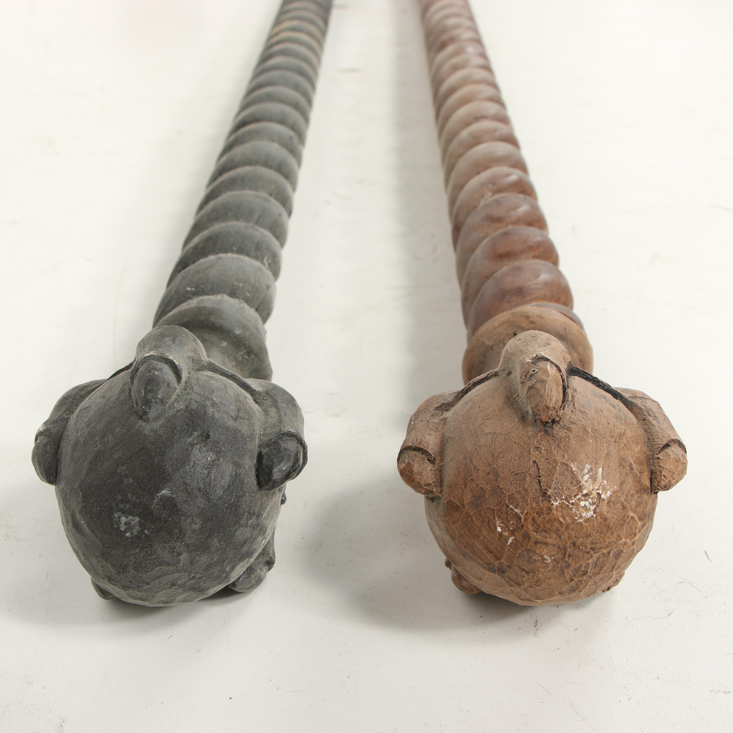 Wood Barley Twist Curtain Rods with Ball and Claw Finials