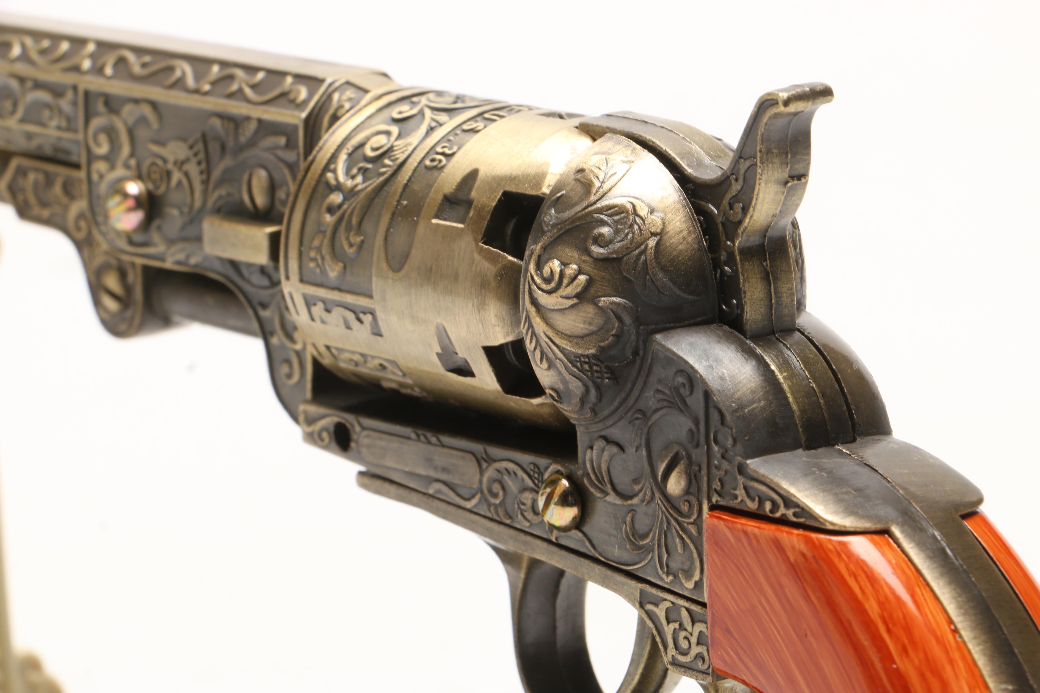 Replica "The U.S. 36" Colt Revolver Pistol on Stand