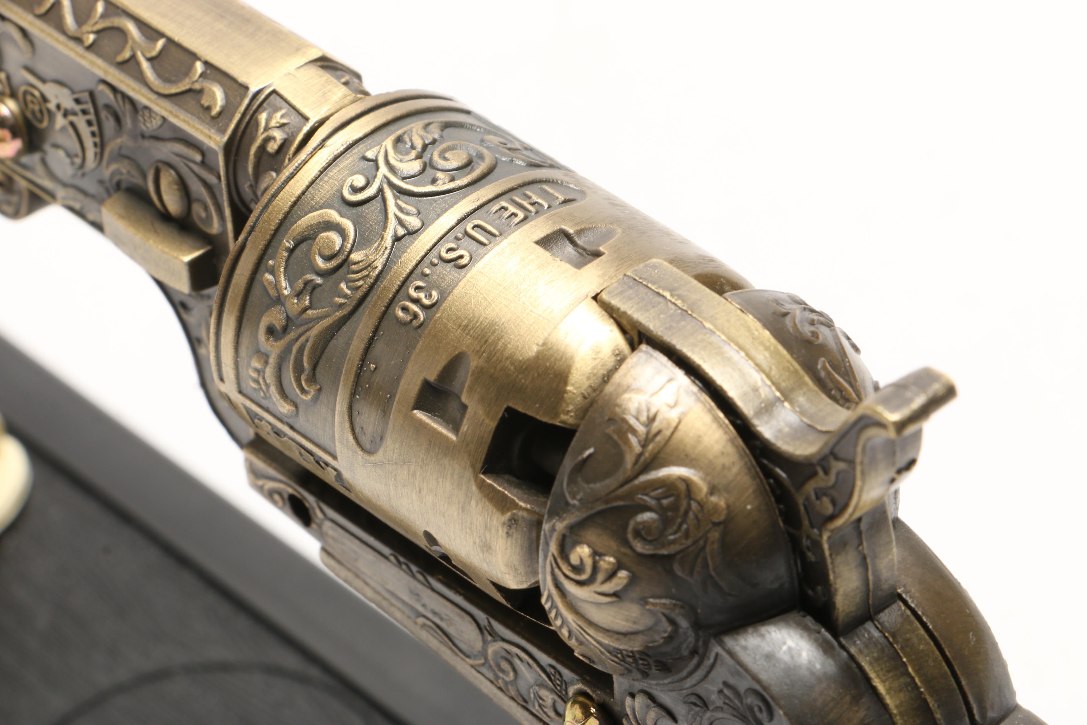 Replica "The U.S. 36" Colt Revolver Pistol on Stand