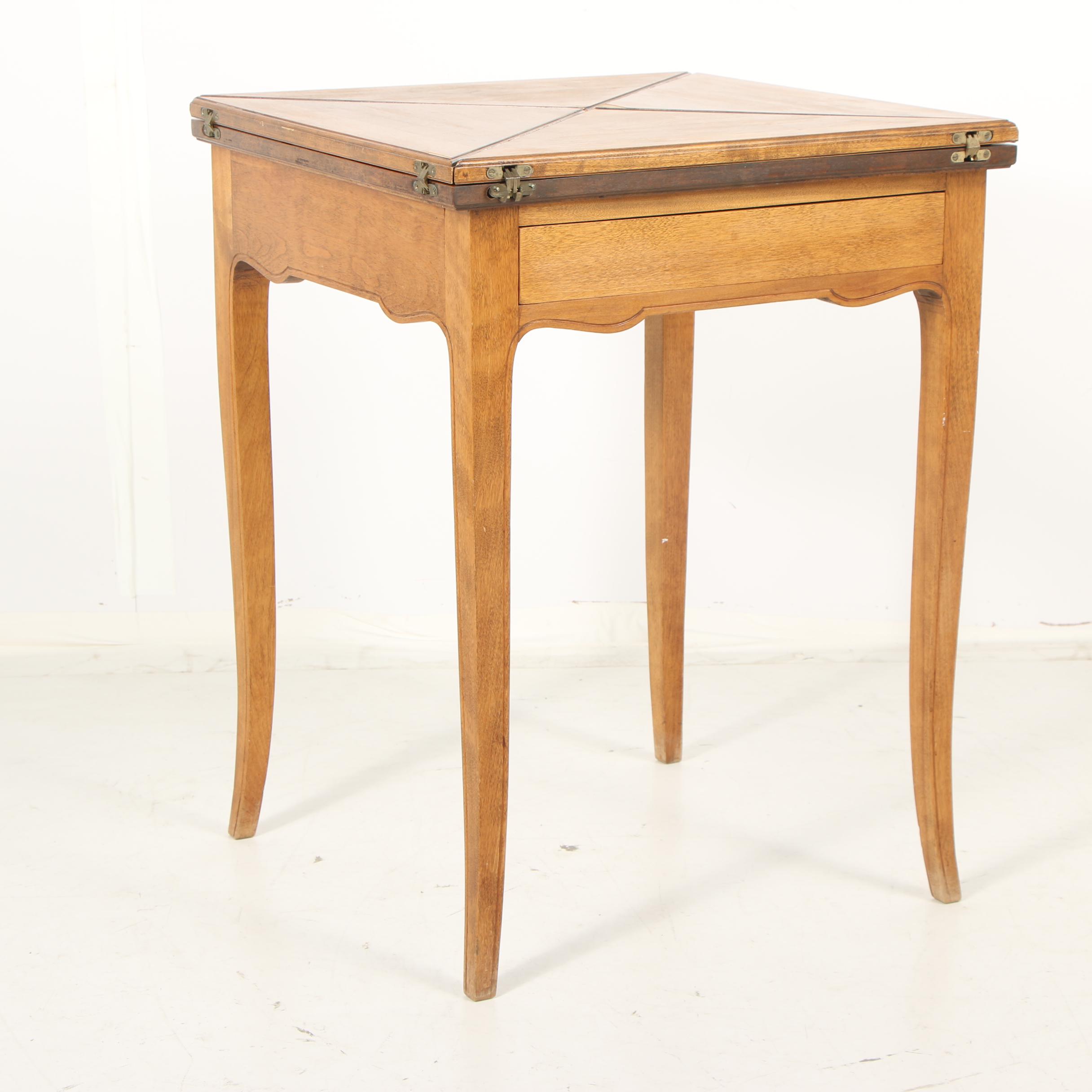 French Provincial Style Walnut Handkerchief Card Table, Early 20th Century