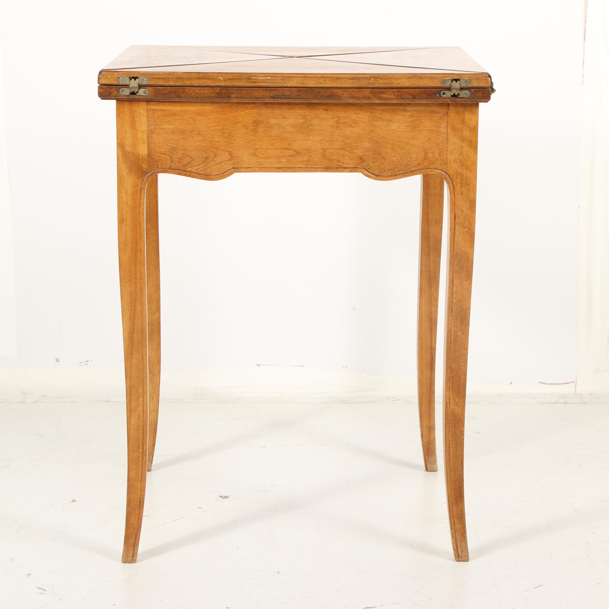 French Provincial Style Walnut Handkerchief Card Table, Early 20th Century