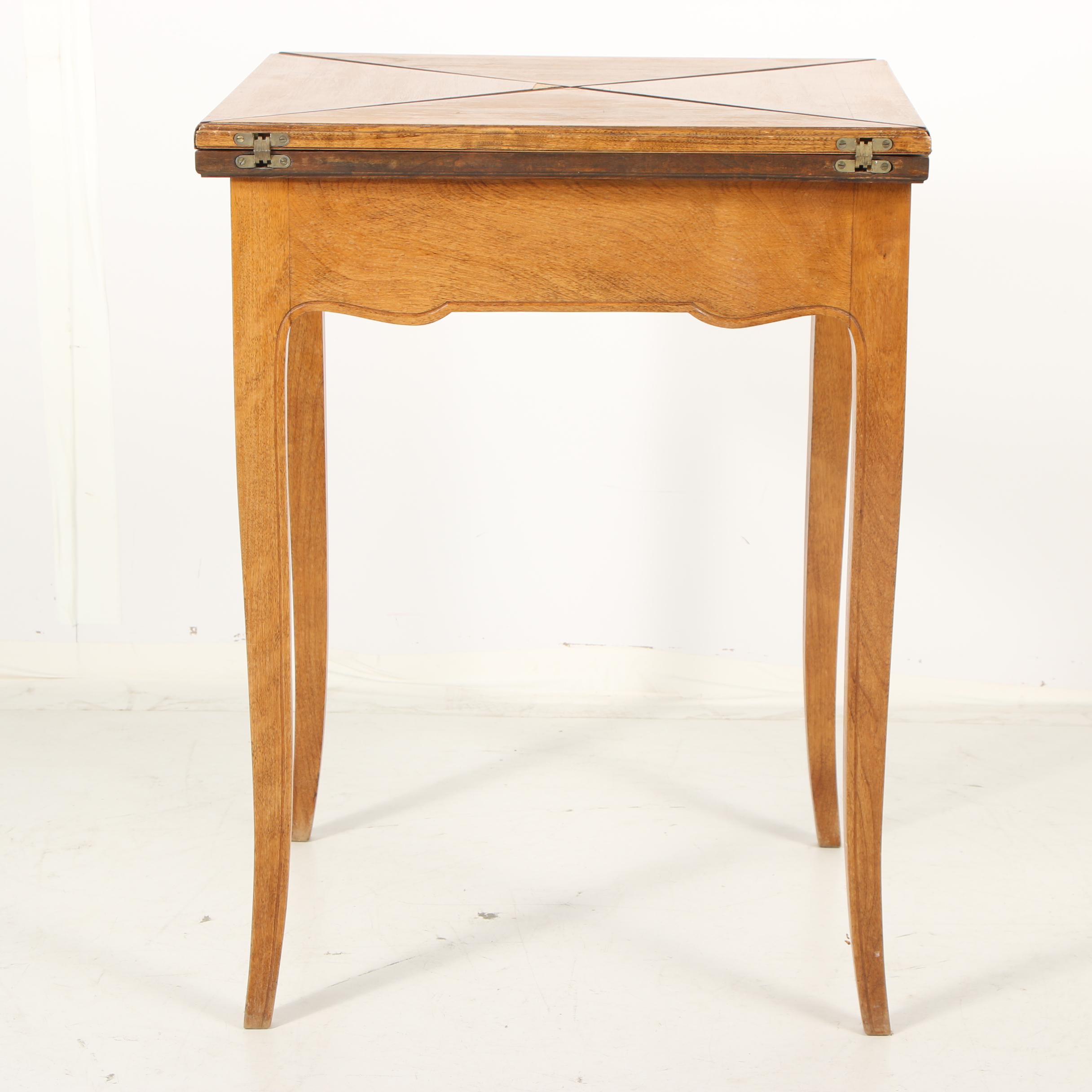 French Provincial Style Walnut Handkerchief Card Table, Early 20th Century