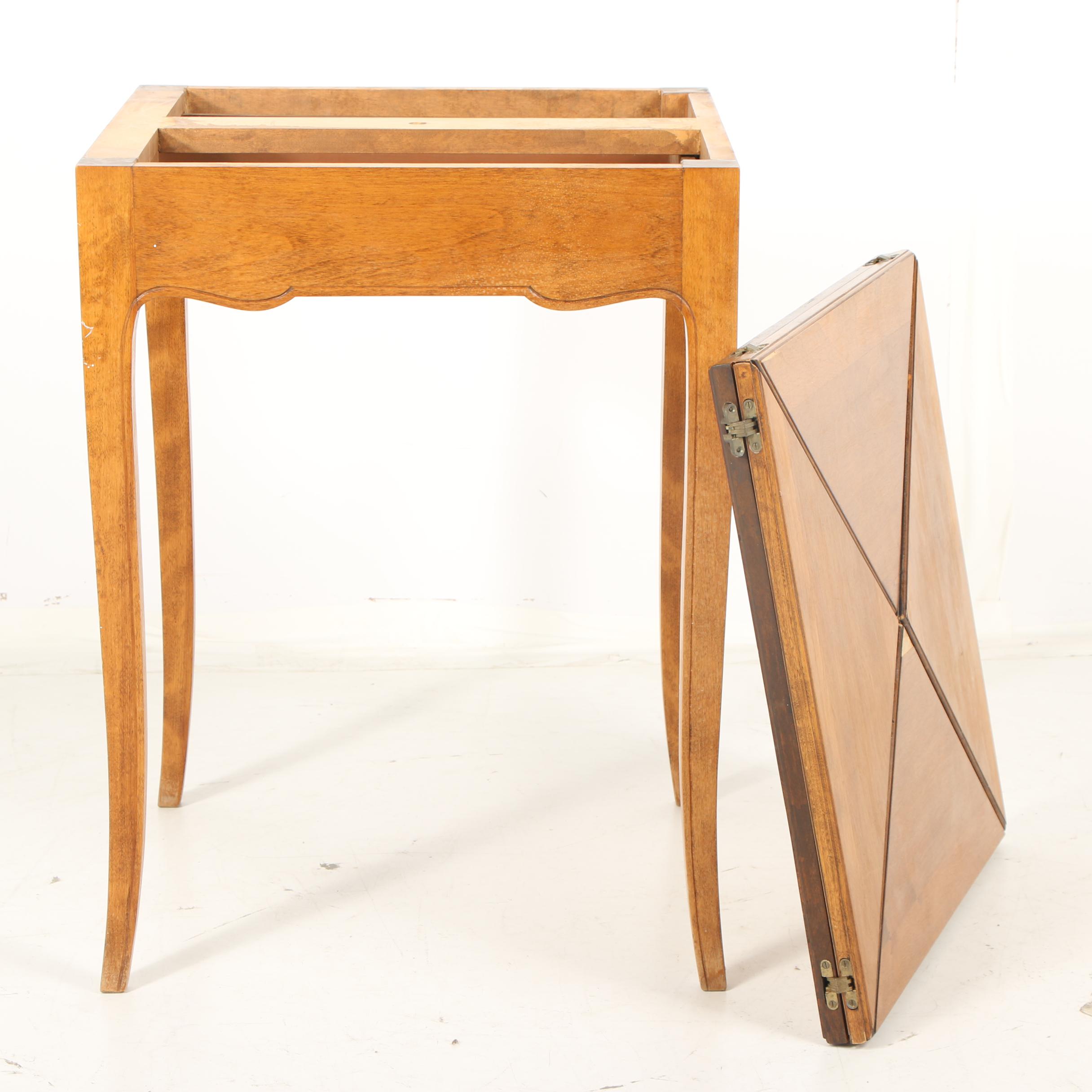 French Provincial Style Walnut Handkerchief Card Table, Early 20th Century