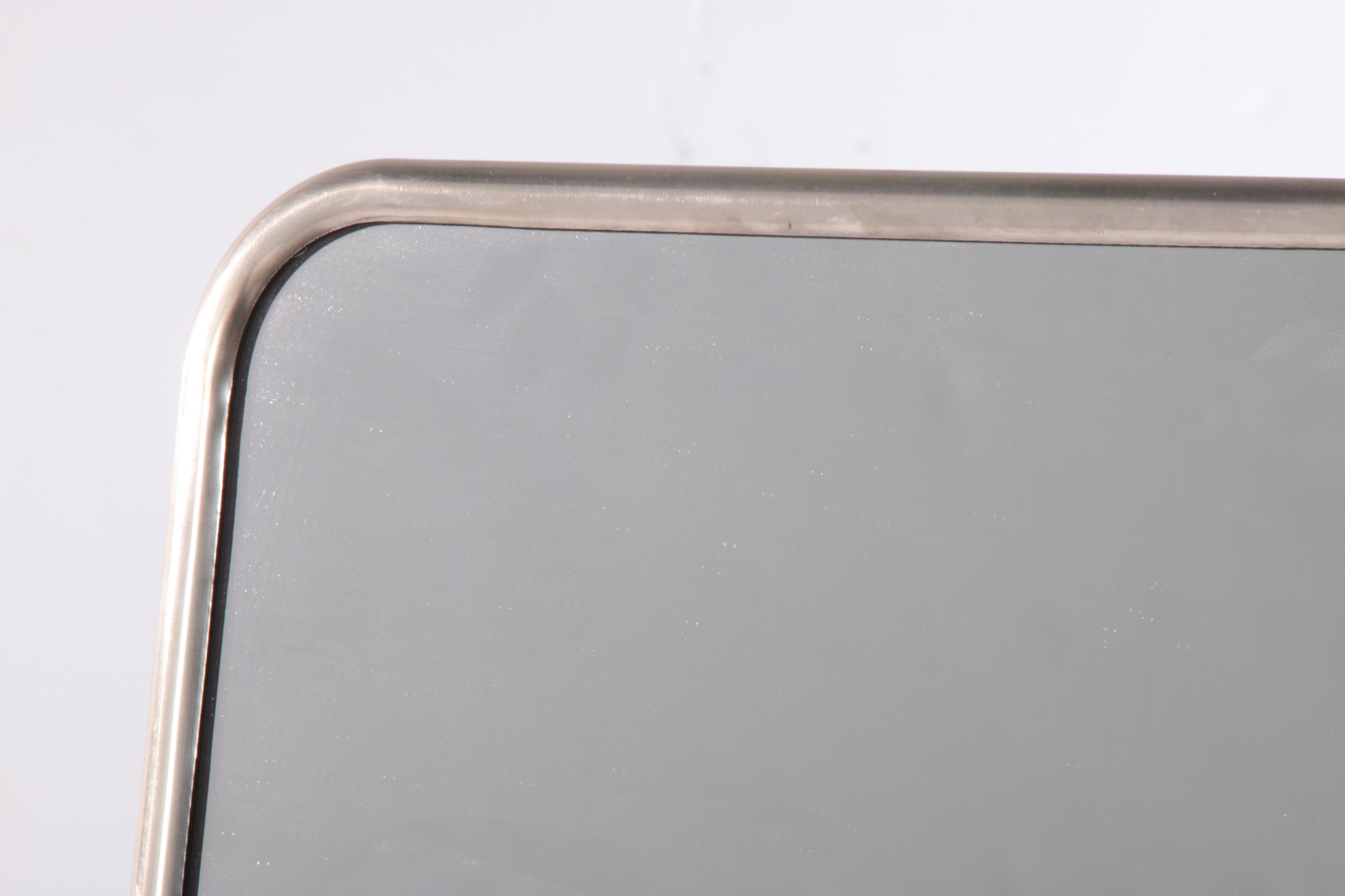 Modernist Style "Couturiere" Silver Metal Alloy Cheval Mirror