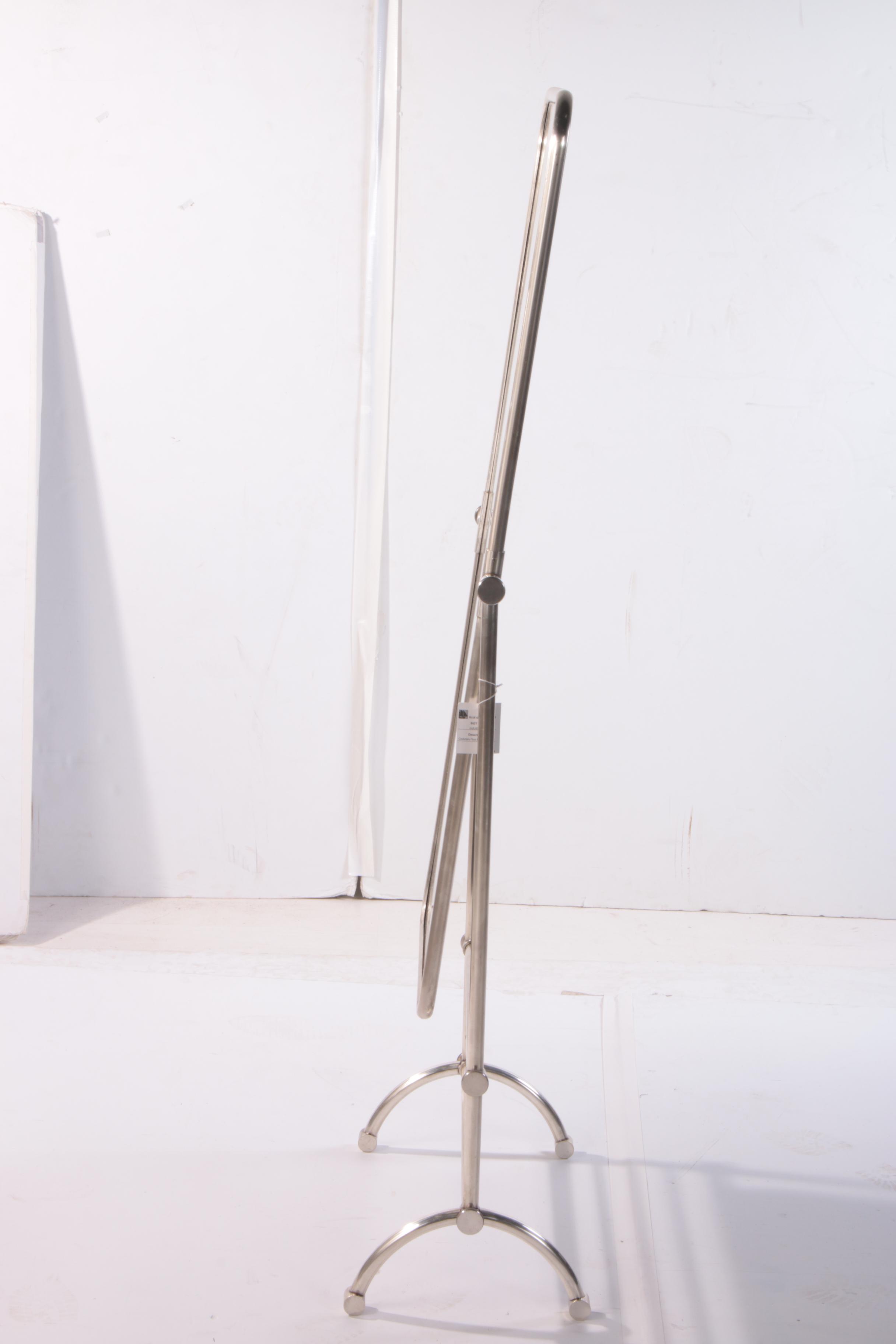 Modernist Style "Couturiere" Silver Metal Alloy Cheval Mirror