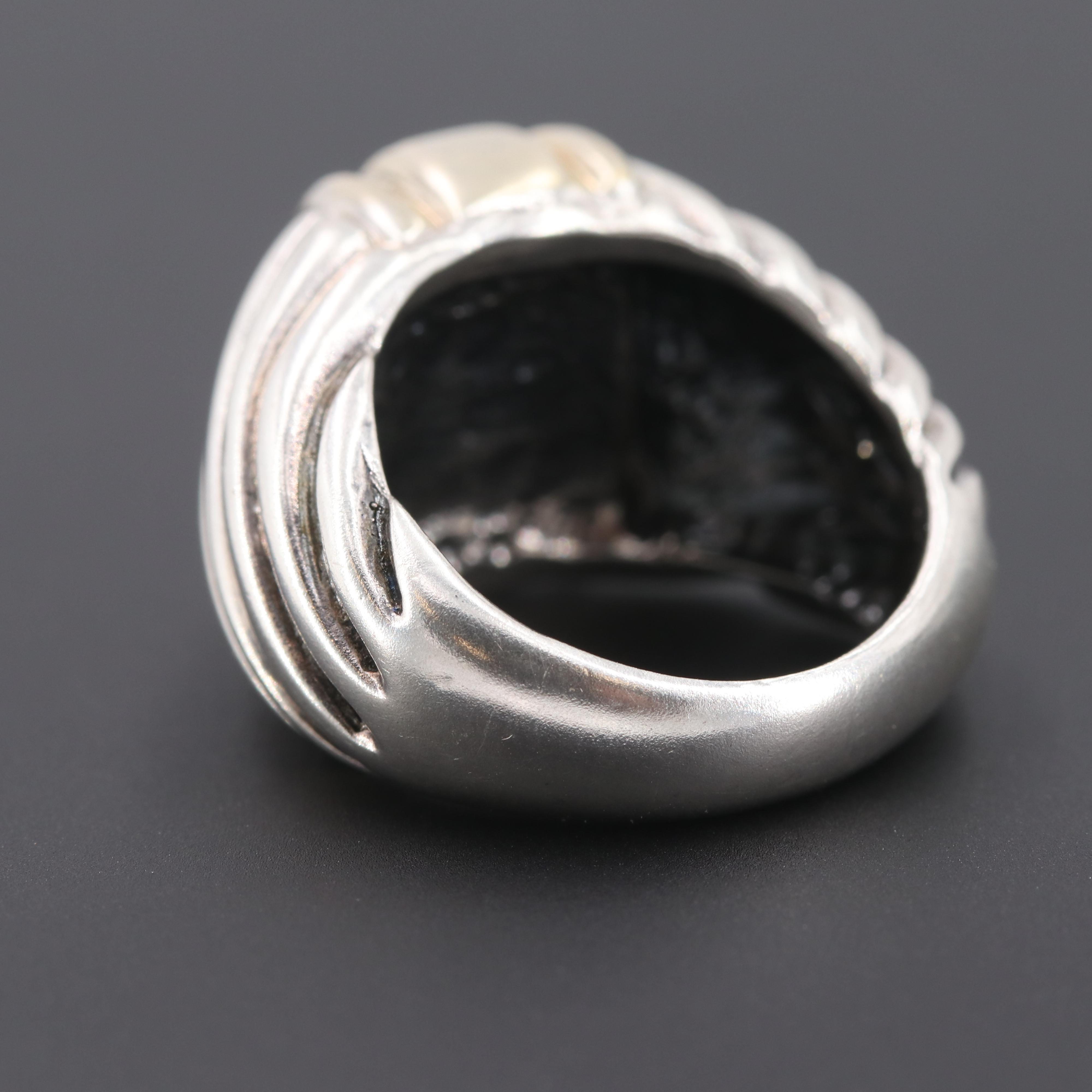 Italian Sterling Silver Citrine Ring with 18K Yellow Gold Accents