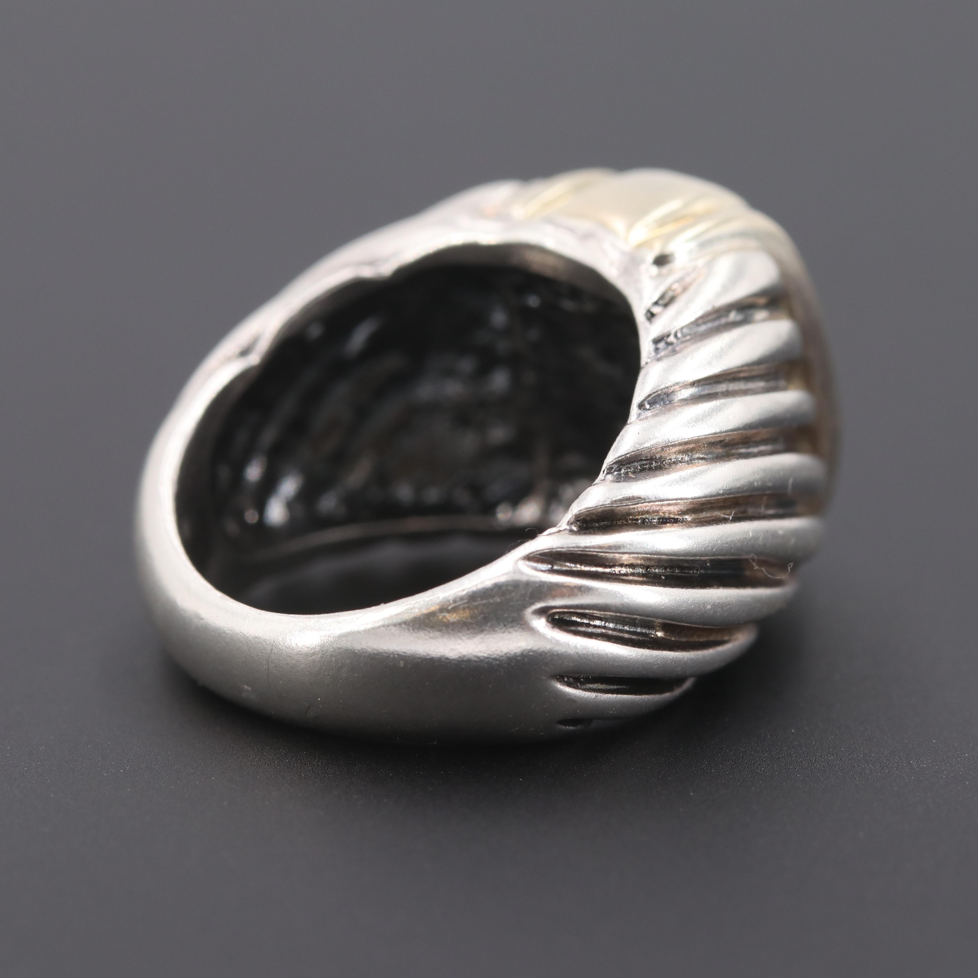 Italian Sterling Silver Citrine Ring with 18K Yellow Gold Accents