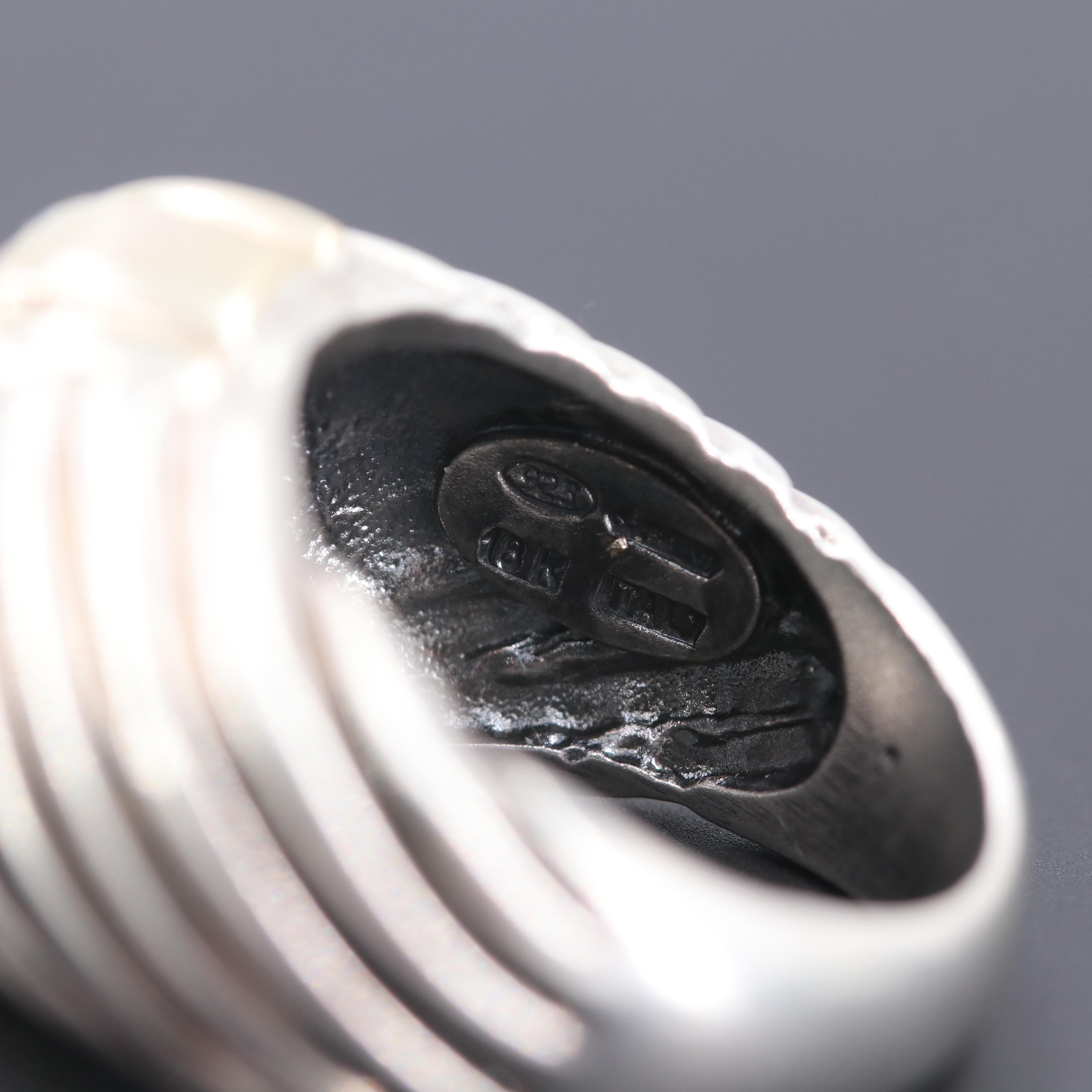 Italian Sterling Silver Citrine Ring with 18K Yellow Gold Accents