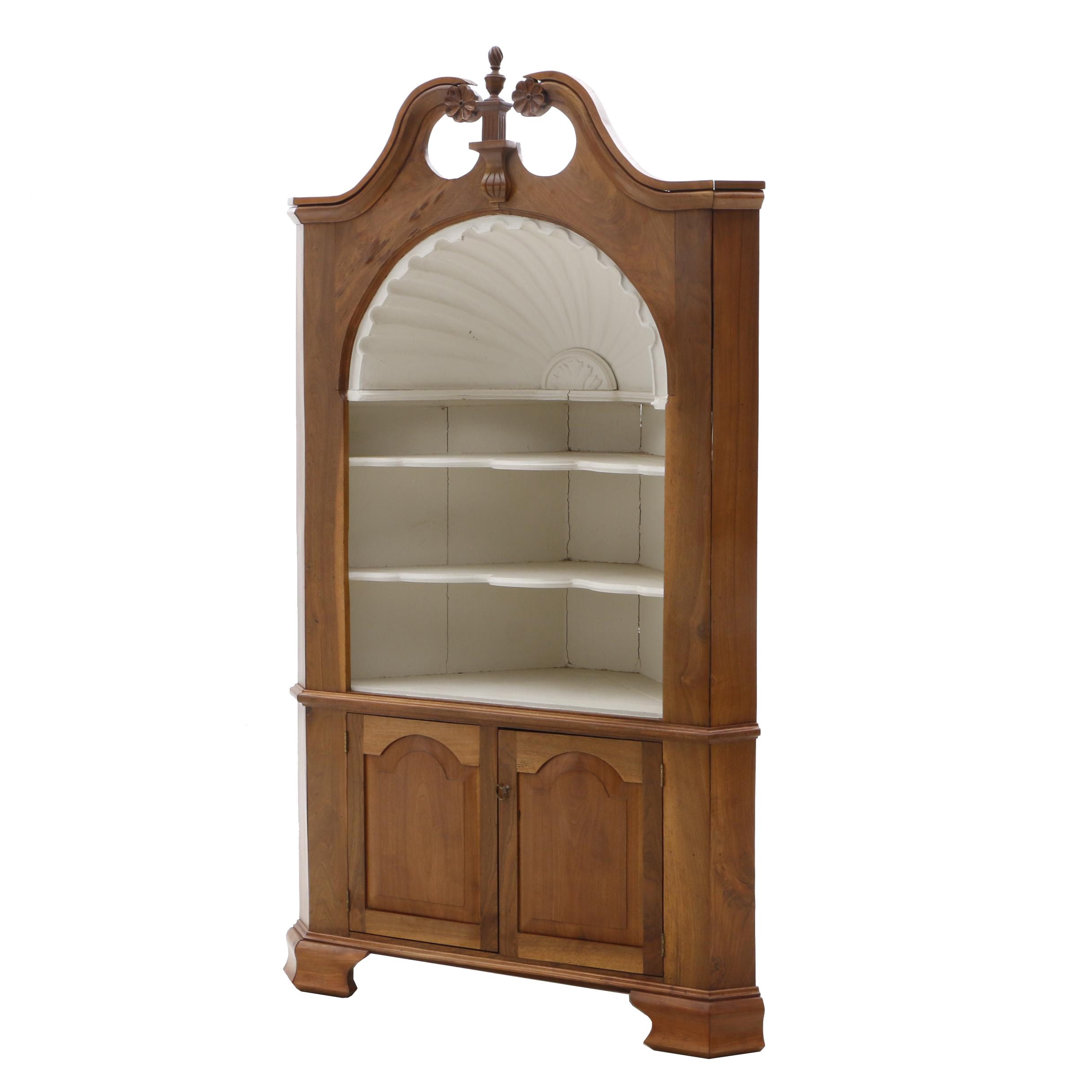 Late Federal Walnut Clam Shell Corner Cabinet, 19th Century and Later