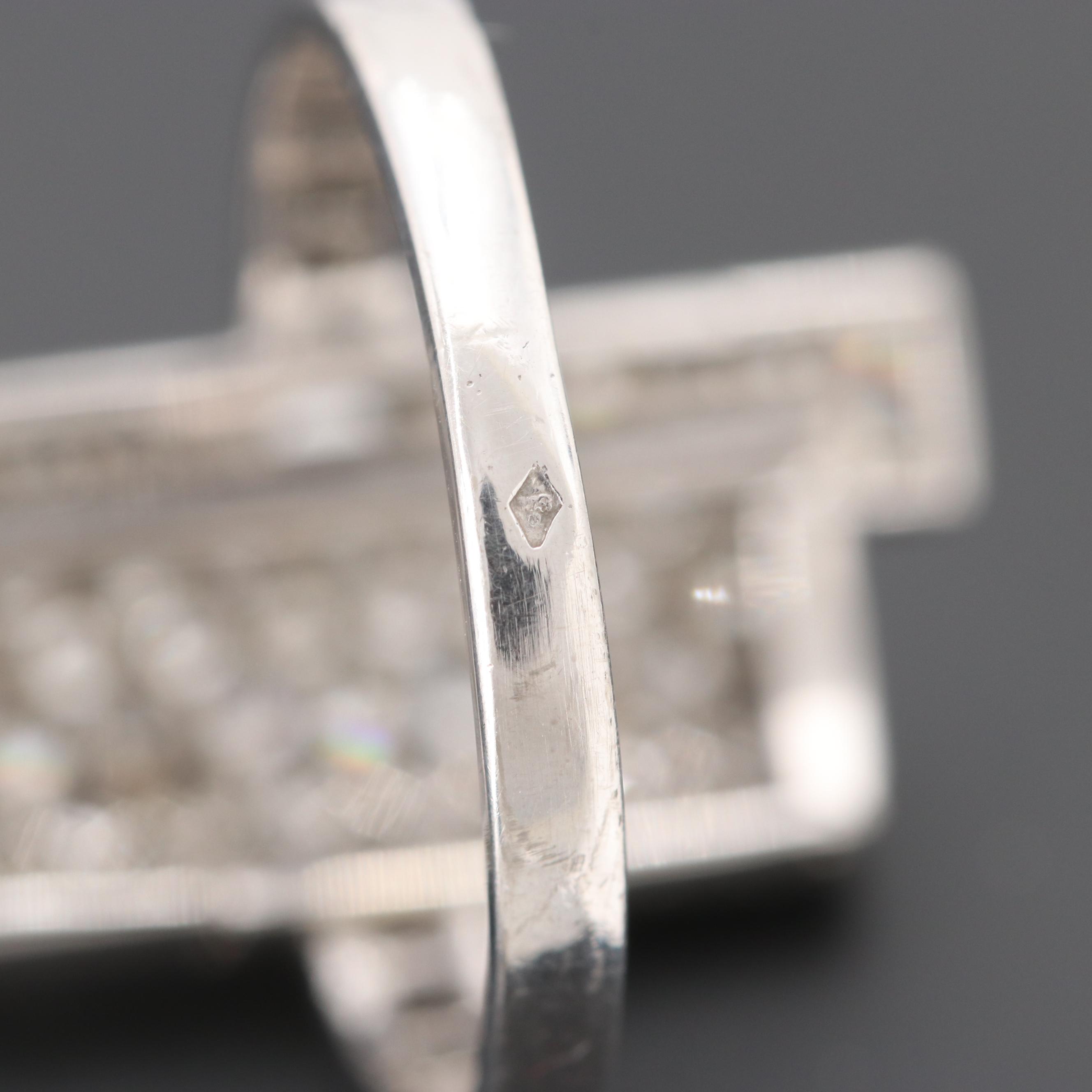 18K White Gold 1.35 CTW French Art Deco Diamond Pavé Ring