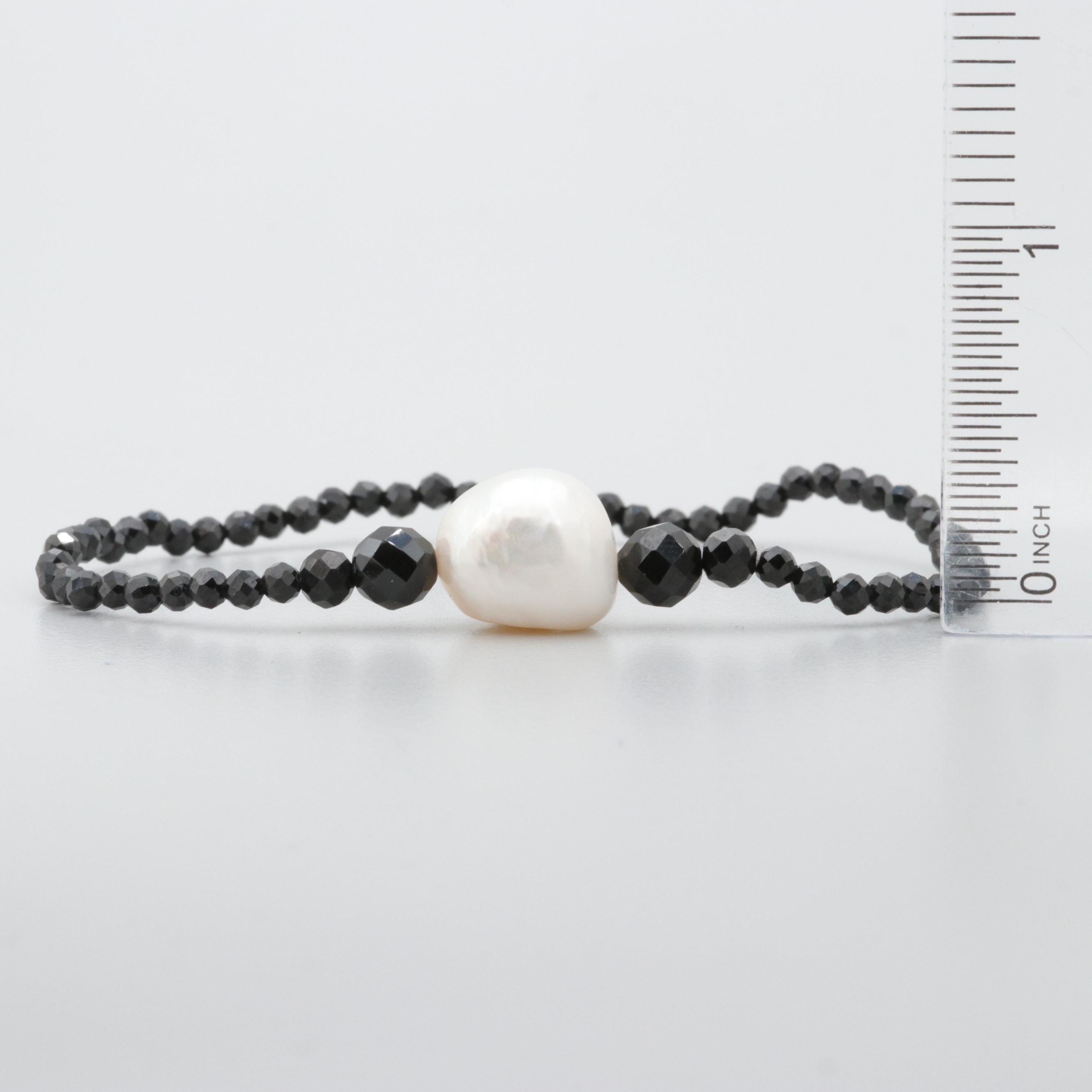 Expandable Cultured Pearl and Synthetic Spinel Bracelet